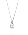 Baikalla Jewelry Gold Aquamarine Ring 14k White Gold Genuine Oval Aquamarine AA Pendant Necklace With Diamond