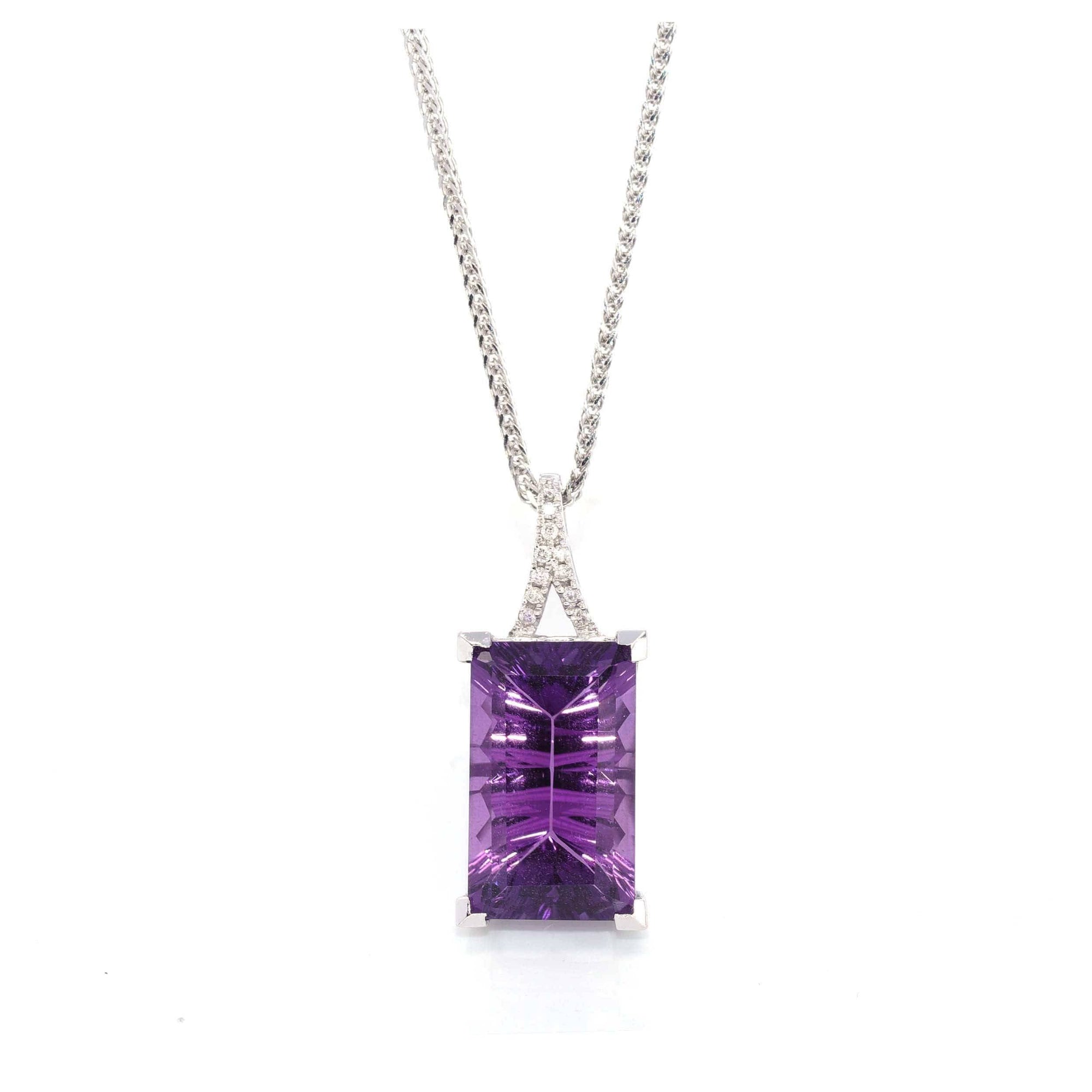 Baikalla Jewelry Gemstone Pendant Necklace Pendant Only 14k White Gold Genuine AAA Royal Amethyst Pendant Necklace