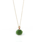 Baikalla Jewelry Gold Jade Necklace Baikalla™ : " Peony Flower " 18k Yellow Gold Genuine Nephrite Green Jade Pendant Necklace