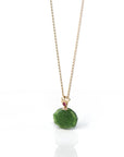 Baikalla Jewelry Gold Jade Necklace Baikalla™ : " Peony Flower " 18k Yellow Gold Genuine Nephrite Green Jade Pendant Necklace