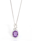 Baikalla Jewelry Gemstone Pendant Necklace Pendant Only 18k White Gold Genuine AAA Royal Amethyst Pendant Necklace