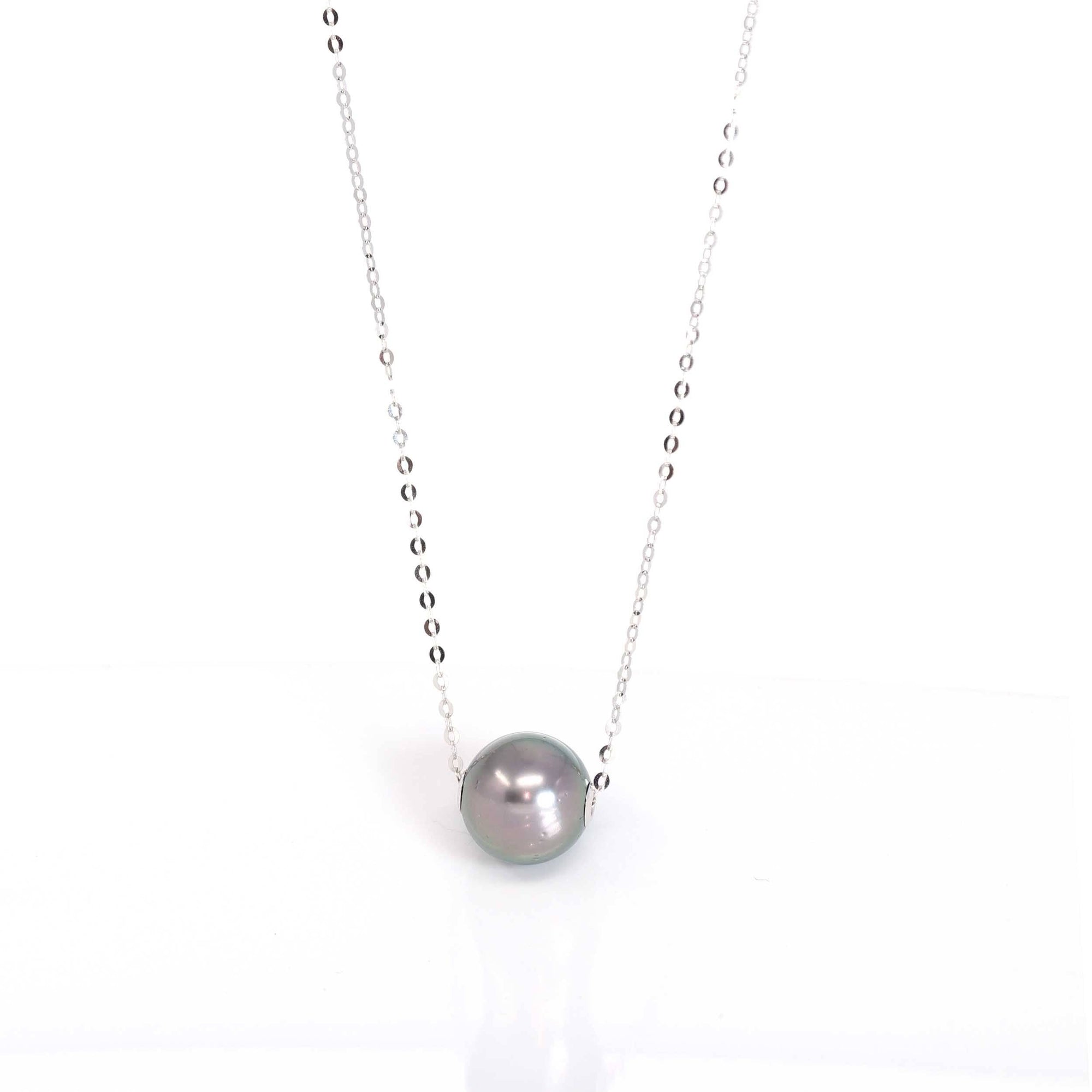 Baikalla Jewelry Gemstone Pendant Necklace 18k White Gold Tahitian AA Pearl Necklace