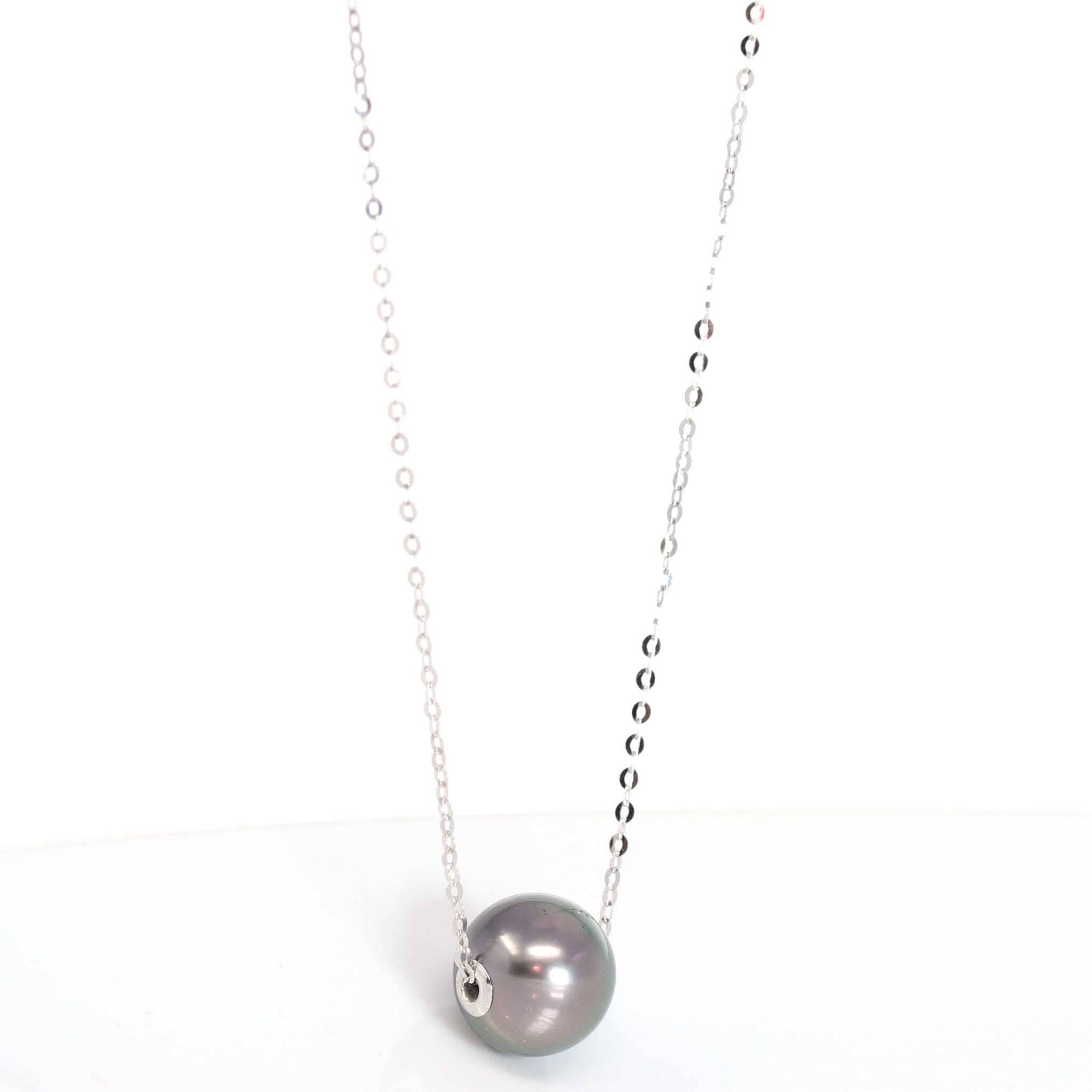 Baikalla Jewelry Gemstone Pendant Necklace 18k White Gold Tahitian AA Pearl Necklace