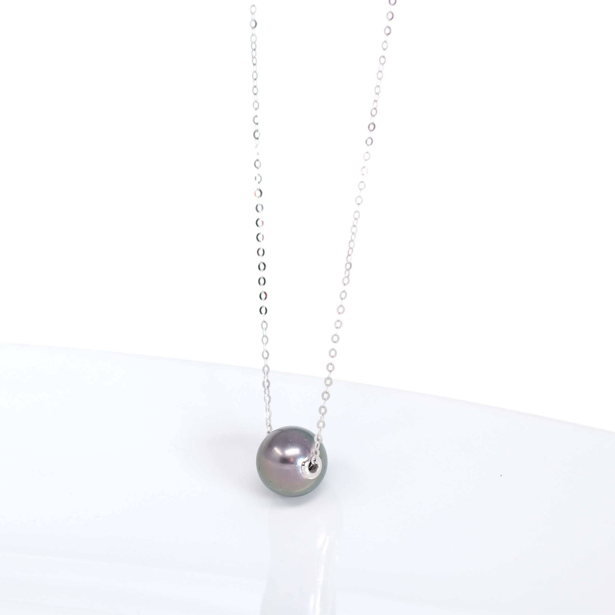 Baikalla Jewelry Gemstone Pendant Necklace 18k White Gold Tahitian AA Pearl Necklace