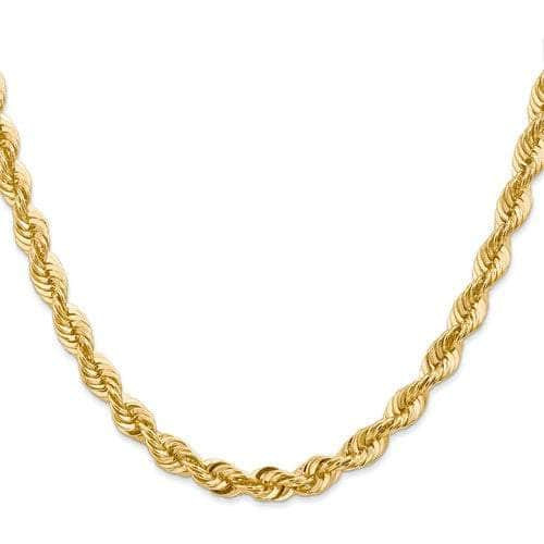 Baikalla Jewelry 14K Yellow Gold Pendant 14K 6 mm Solid Diamond-cut Rope Yellow Chain with Lobster Clasp