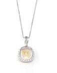 Baikalla Jewelry Silver Citrine Necklace Sterling Silver Natural Cushion Cut Citrine Necklace With CZ