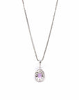 Baikalla Jewelry Gemstone Pendant Necklace 14k White Gold Natural Oval Amethyst Necklace With Diamond Halo