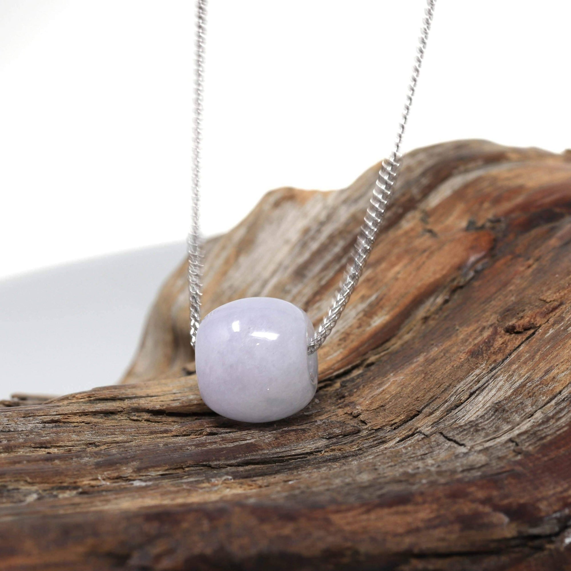 Baikalla Jewelry Jade Pendant Necklace Baikalla™ &quot;Good Luck Button&quot; Necklace Real Lavender Jade Lucky TongTong Donut Pendant Necklace