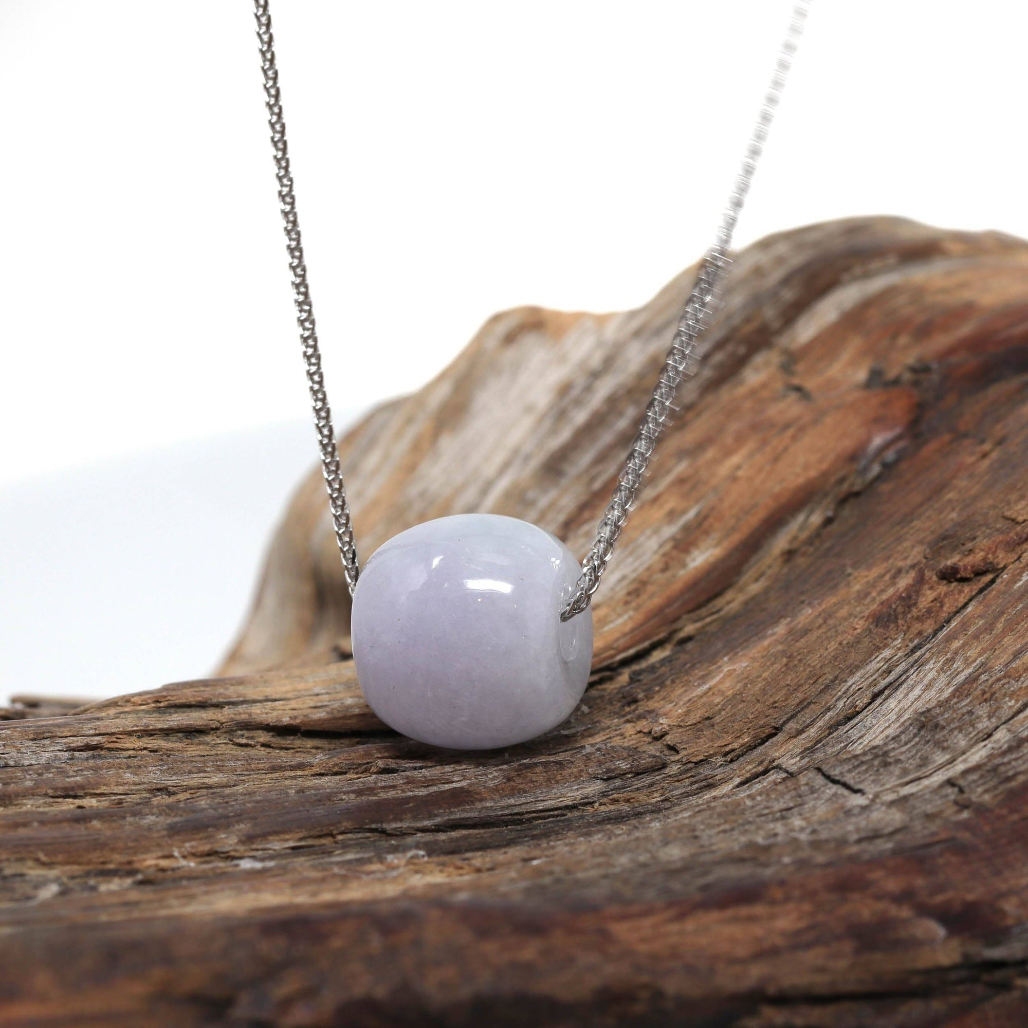 Baikalla Jewelry Jade Pendant Necklace Baikalla™ "Good Luck Button" Necklace Real Lavender Jade Lucky TongTong Donut Pendant Necklace