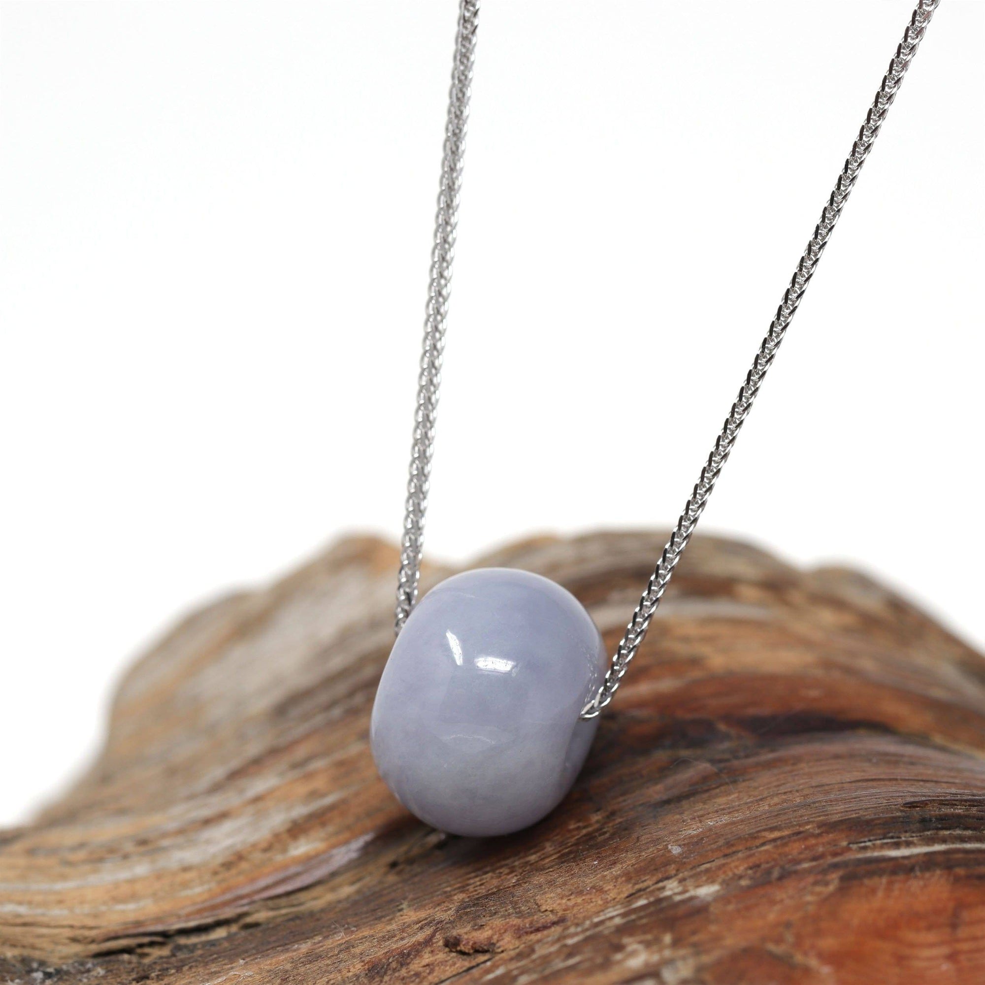 Baikalla Jewelry Jade Pendant Necklace Baikalla™ "Good Luck Button" Necklace Real Lavender Jade Lucky KouKou Pendant Necklace