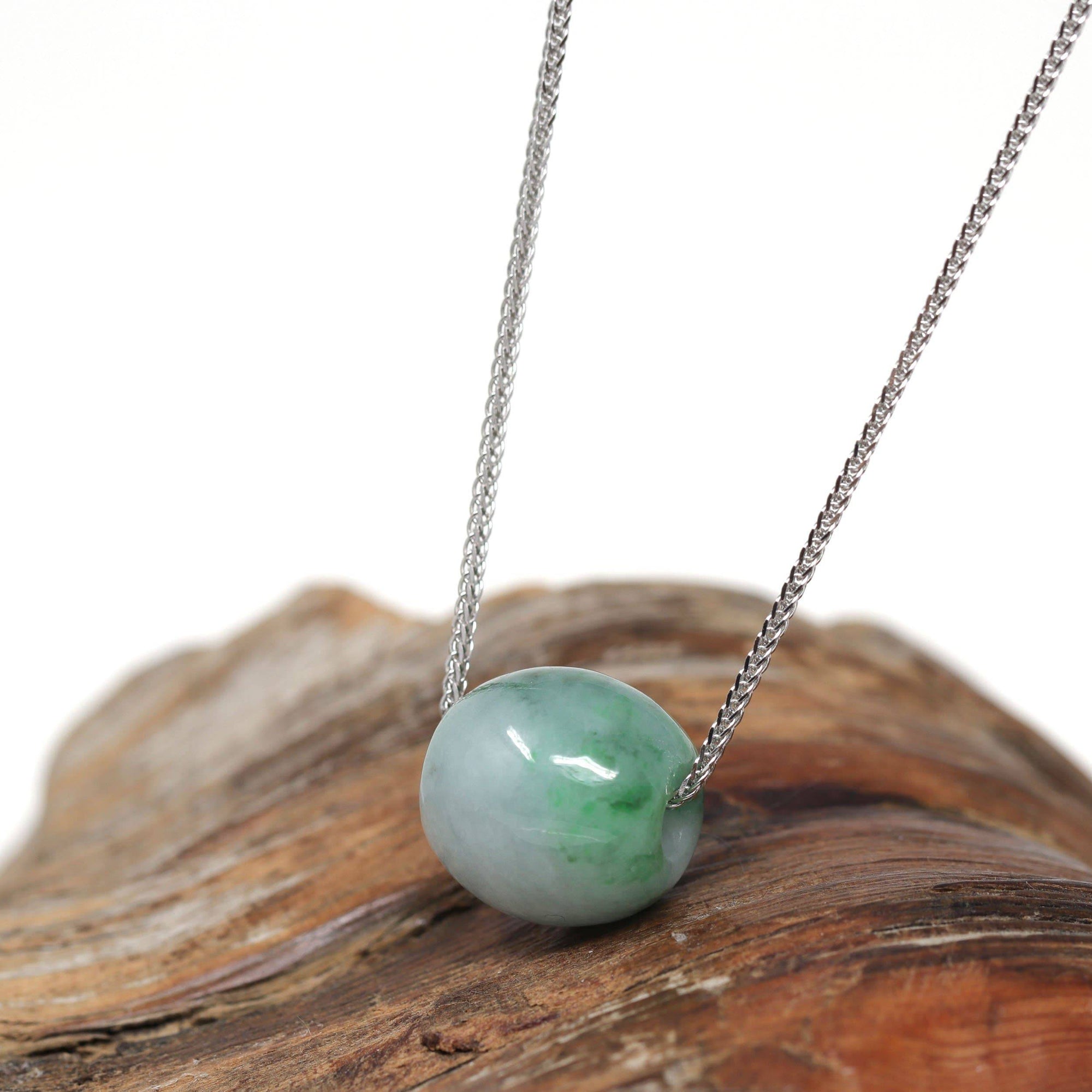 Baikalla Jewelry Jade Pendant Necklace Baikalla™ "Good Luck Button" Necklace Real Blue-Green Jade Lucky TongTong Pendant Necklace