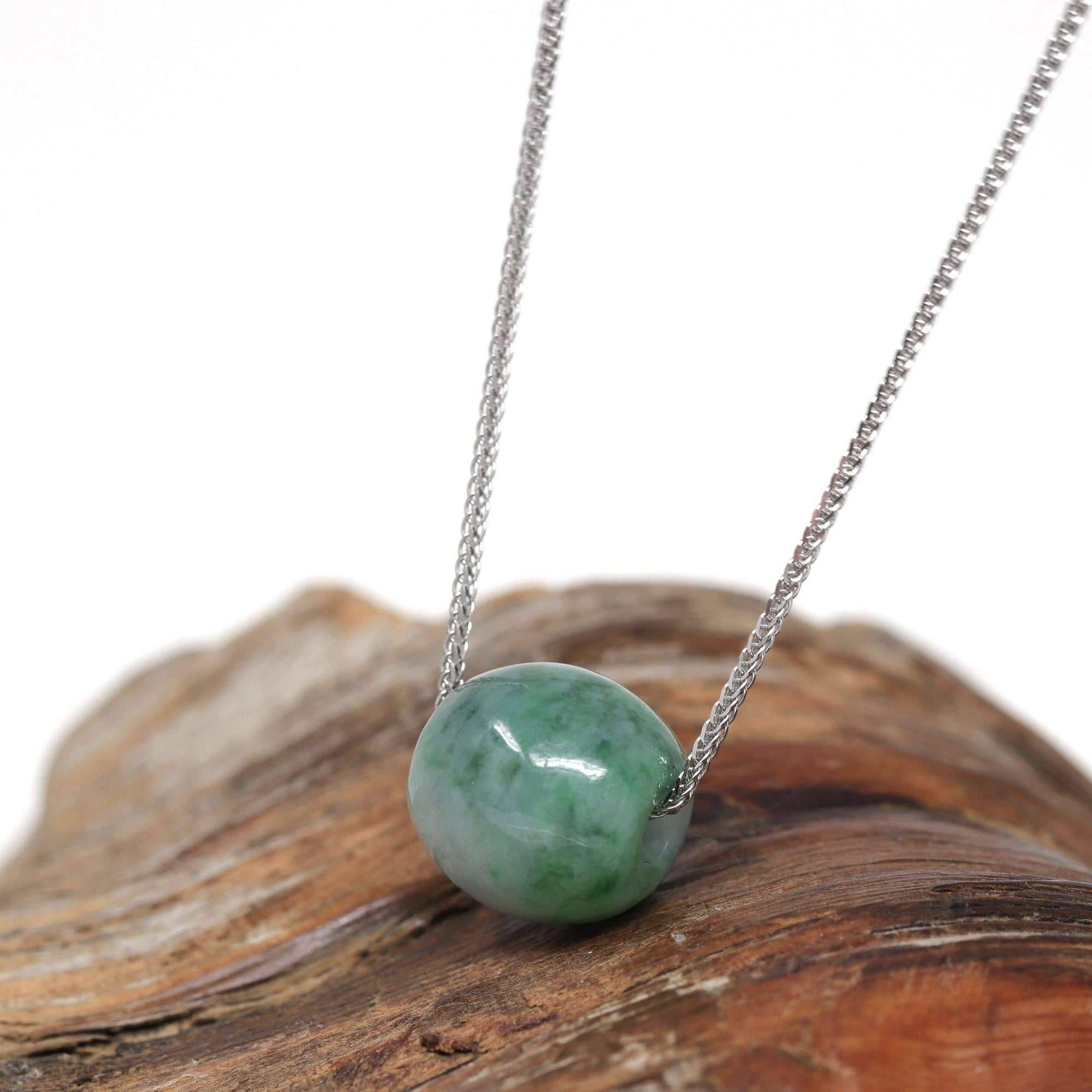 Baikalla Jewelry Jade Pendant Necklace Baikalla™ "Good Luck Button" Necklace Real Blue-Green Jade Lucky TongTong Pendant Necklace