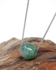 Baikalla Jewelry Jade Pendant Necklace Baikalla™ "Good Luck Button" Necklace Real Blue-Green Jade Lucky TongTong Pendant Necklace