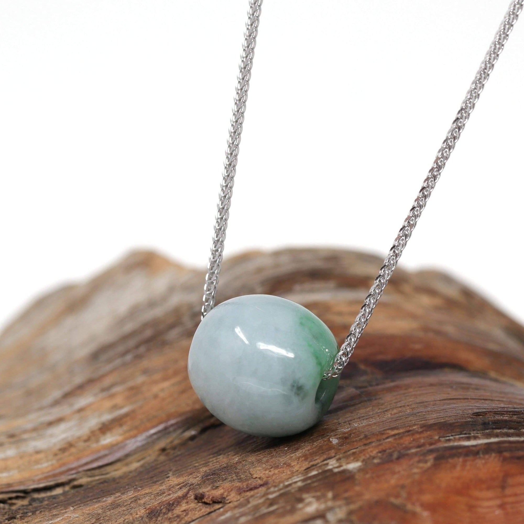 Baikalla Jewelry Jade Pendant Necklace Baikalla™ "Good Luck Button" Necklace Real Blue-Green Jade Lucky TongTong Pendant Necklace