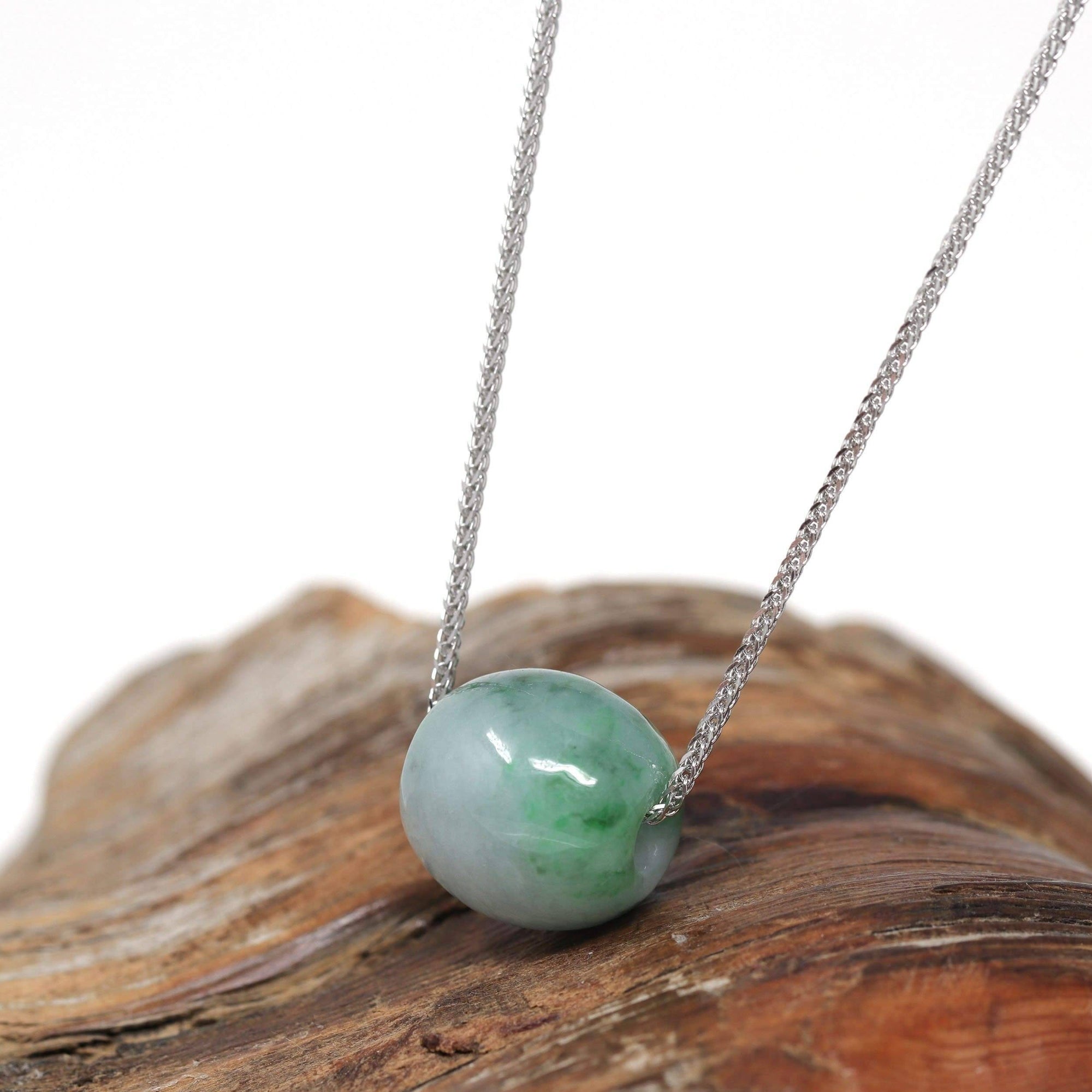 Baikalla Jewelry Jade Pendant Necklace Baikalla™ "Good Luck Button" Necklace Real Blue-Green Jade Lucky TongTong Pendant Necklace