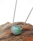 Baikalla Jewelry Jade Pendant Necklace Baikalla™ "Good Luck Button" Necklace Real Blue-Green Jade Lucky TongTong Pendant Necklace