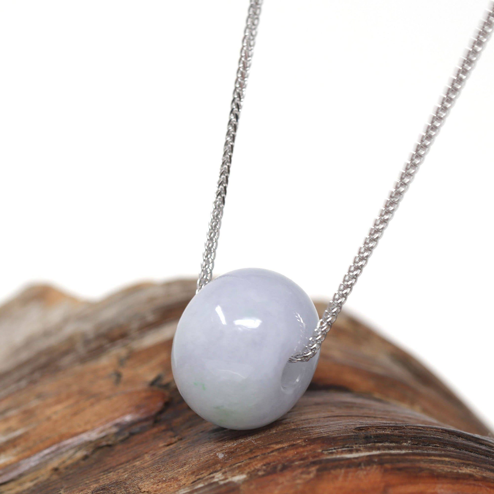 Baikalla Jewelry Jade Pendant Necklace Baikalla™ "Good Luck Button" Necklace Real Lavender Jade Lucky KouKou Pendant Necklace