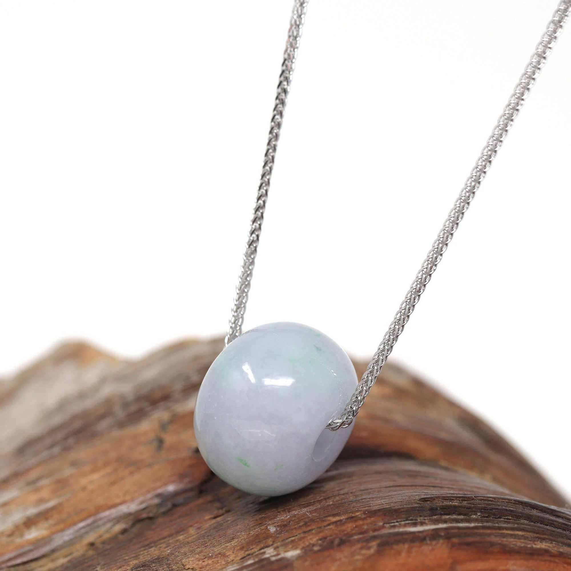 Baikalla Jewelry Jade Pendant Necklace Baikalla™ "Good Luck Button" Necklace Real Lavender Jade Lucky KouKou Pendant Necklace