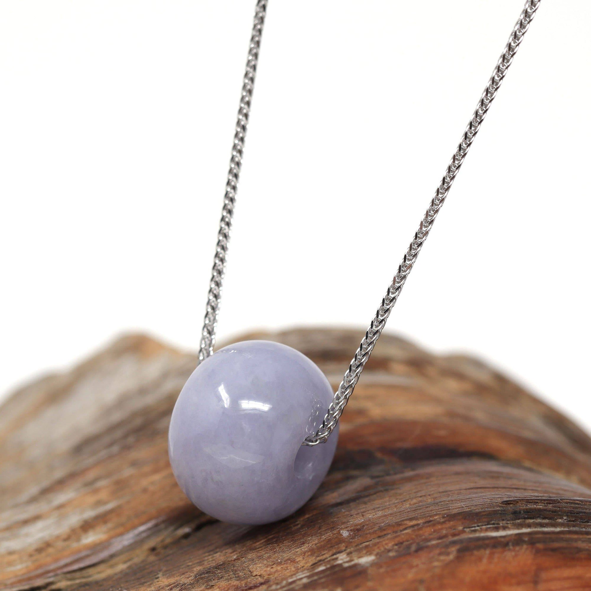 Baikalla Jewelry Jade Pendant Necklace Baikalla™ &quot;Good Luck Button&quot; Necklace Real Lavender Jade Lucky KouKou Pendant Necklace