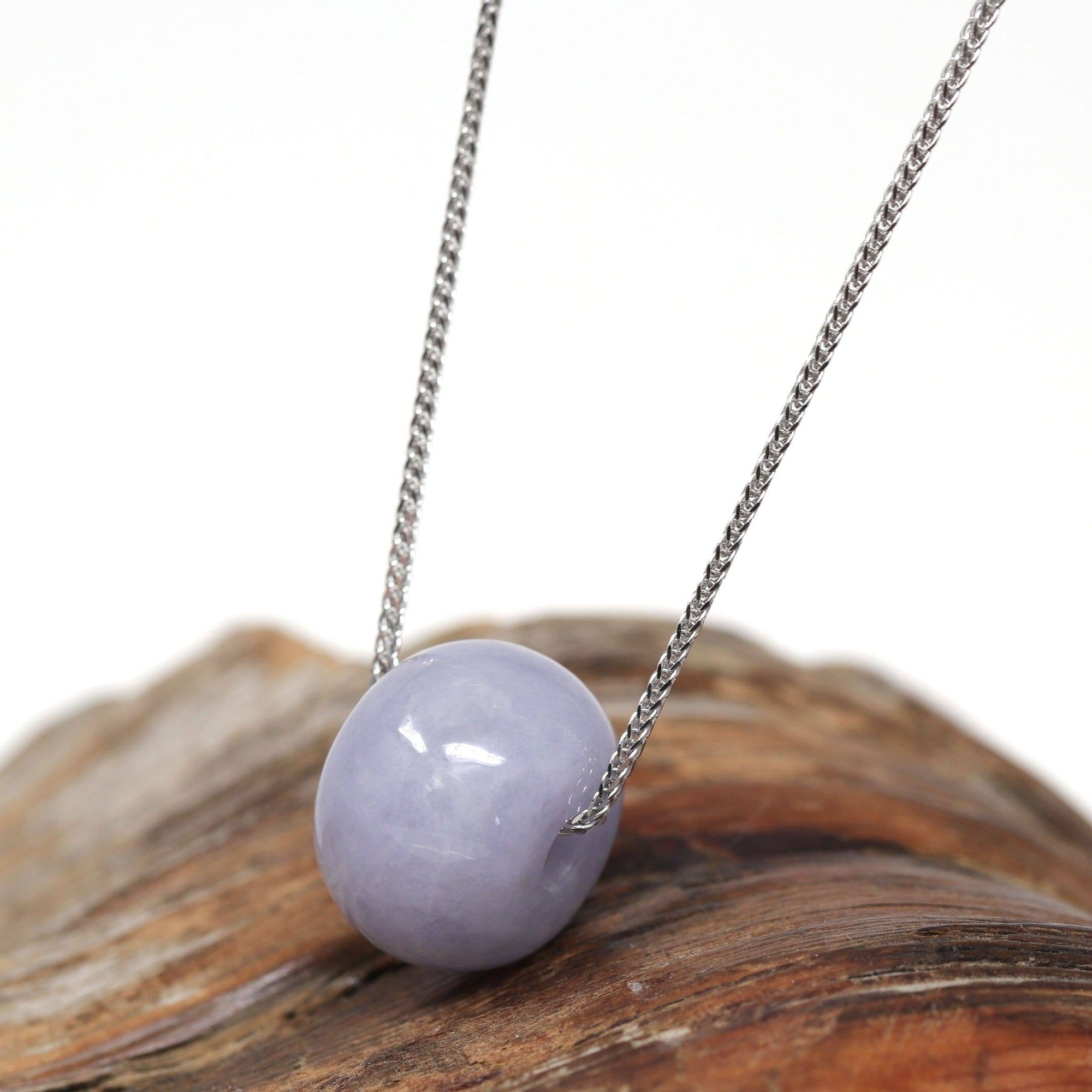 Baikalla Jewelry Jade Pendant Necklace Baikalla™ &quot;Good Luck Button&quot; Necklace Real Lavender Jade Lucky KouKou Pendant Necklace