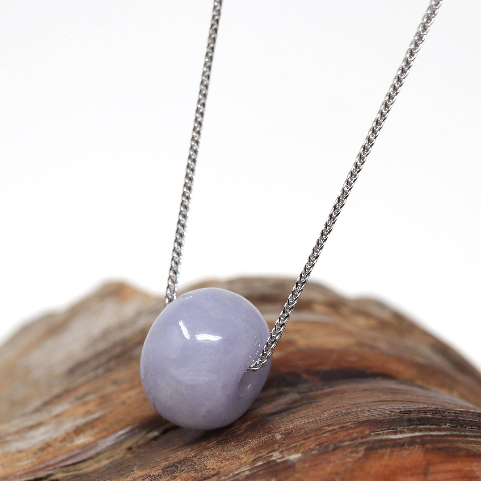 Baikalla Jewelry Jade Pendant Necklace Baikalla™ &quot;Good Luck Button&quot; Necklace Real Lavender Jade Lucky KouKou Pendant Necklace