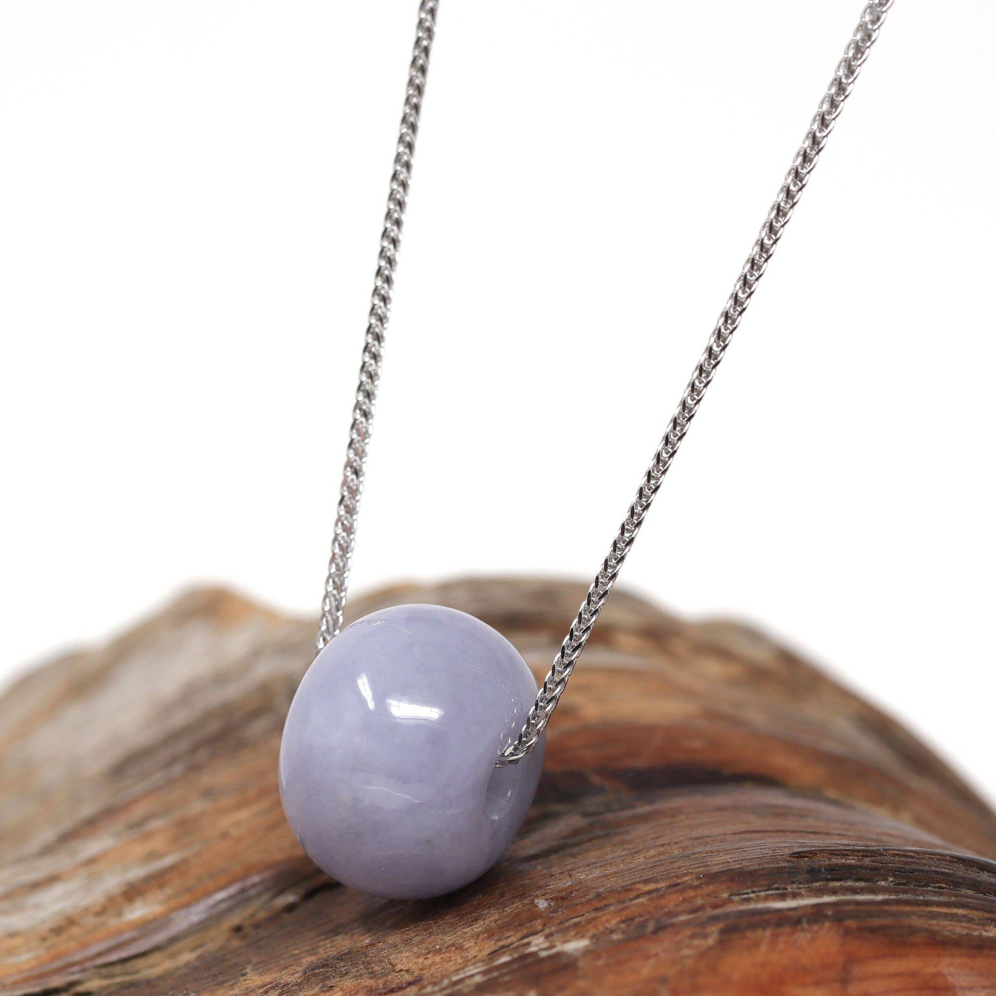 Baikalla Jewelry Jade Pendant Necklace Baikalla™ &quot;Good Luck Button&quot; Necklace Real Lavender Jade Lucky KouKou Pendant Necklace