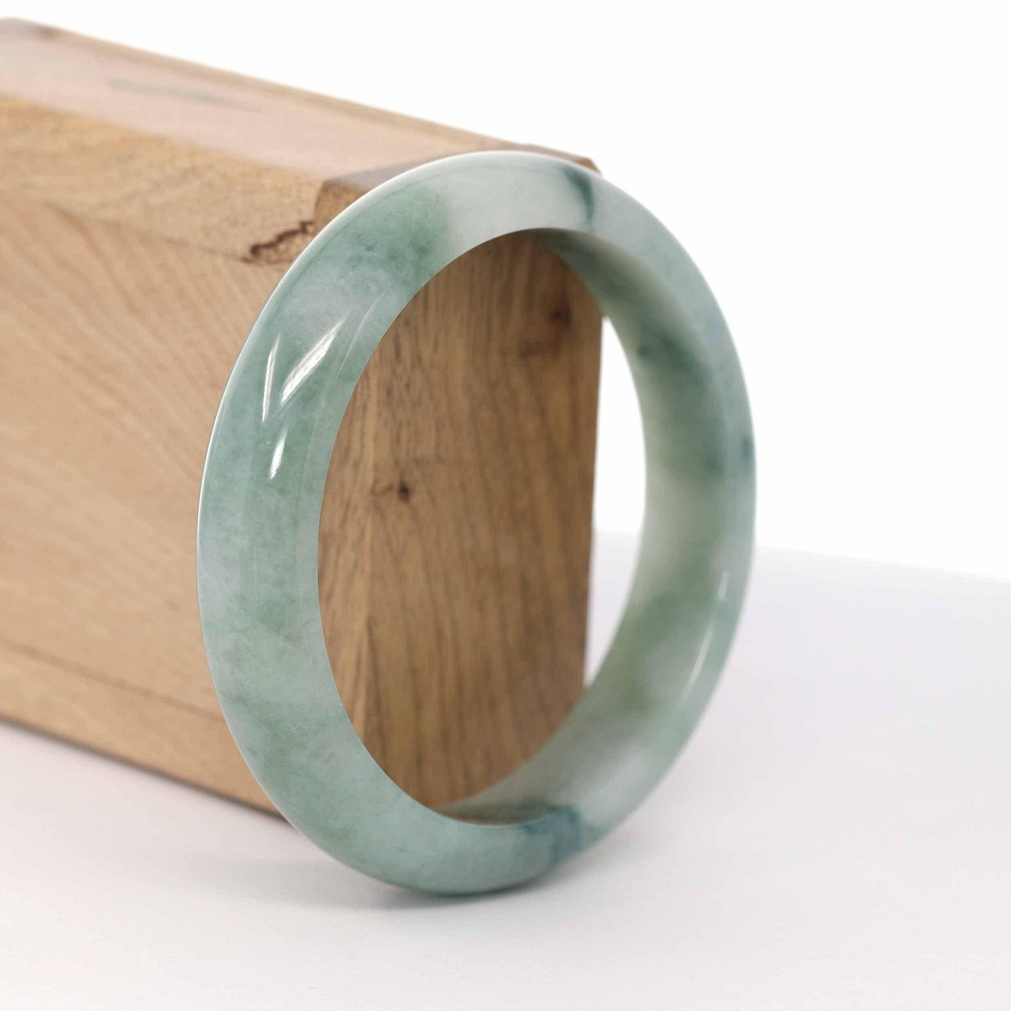 Baikalla Jewelry Jadeite Jade Bangle Bracelet Baikalla "Classic Bangle" Blue-Green Natural Burmese Jadeite Jade Bangle ( 59 mm ) #588