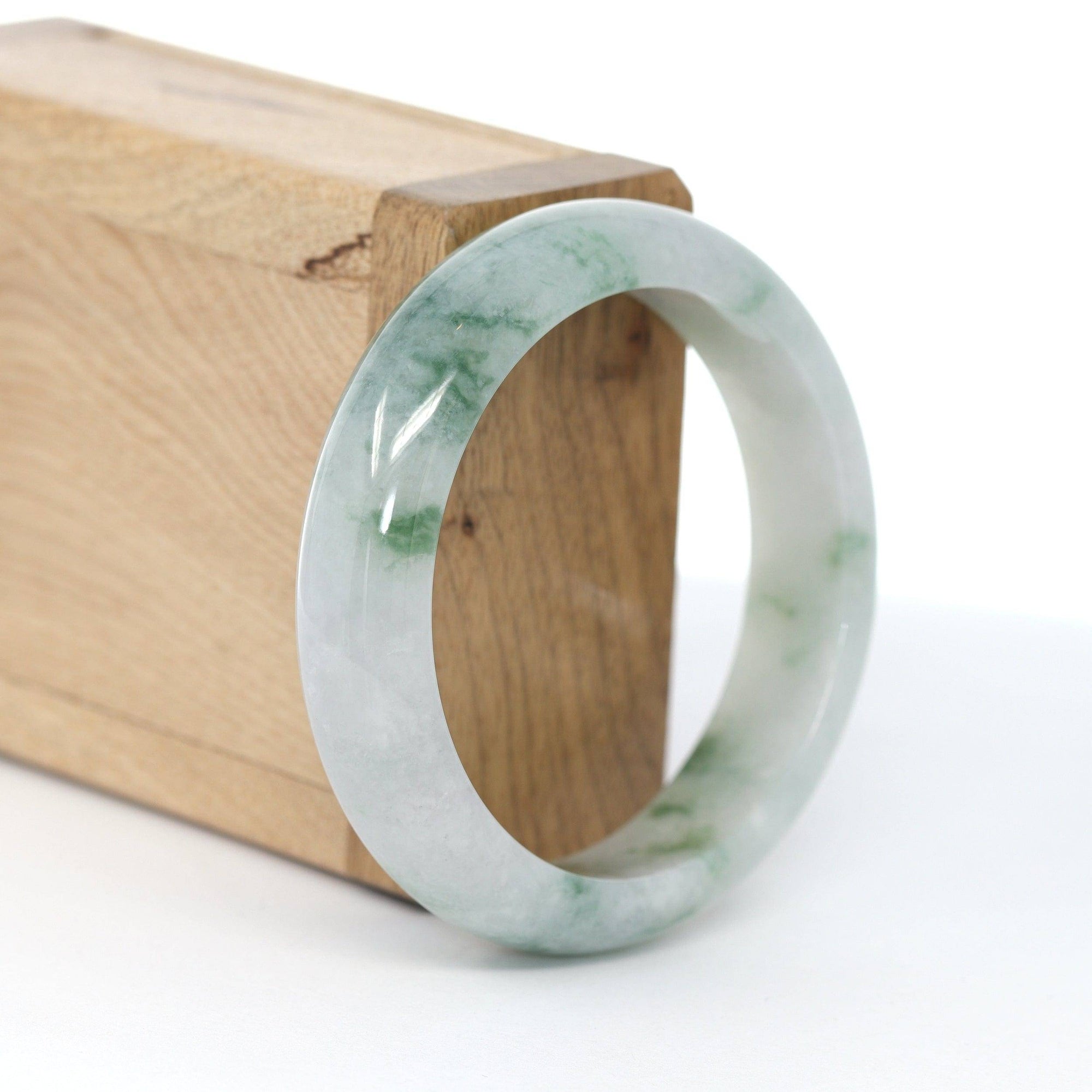 Baikalla Jewelry Jadeite Jade Bangle Bracelet Baikalla "Classic Bangle"  Ice Blue-Green Jadeite Jade Bangle ( 54.66 mm )#619