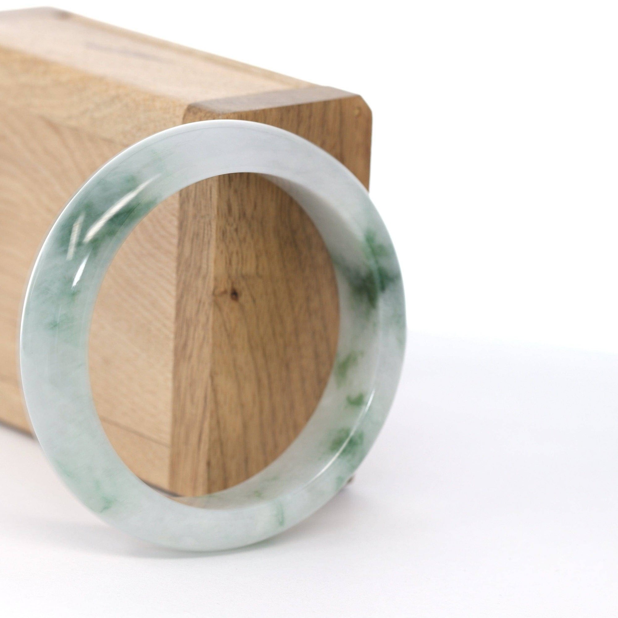 Baikalla Jewelry Jadeite Jade Bangle Bracelet Baikalla &quot;Classic Bangle&quot;  Ice Blue-Green Jadeite Jade Bangle ( 54.66 mm )