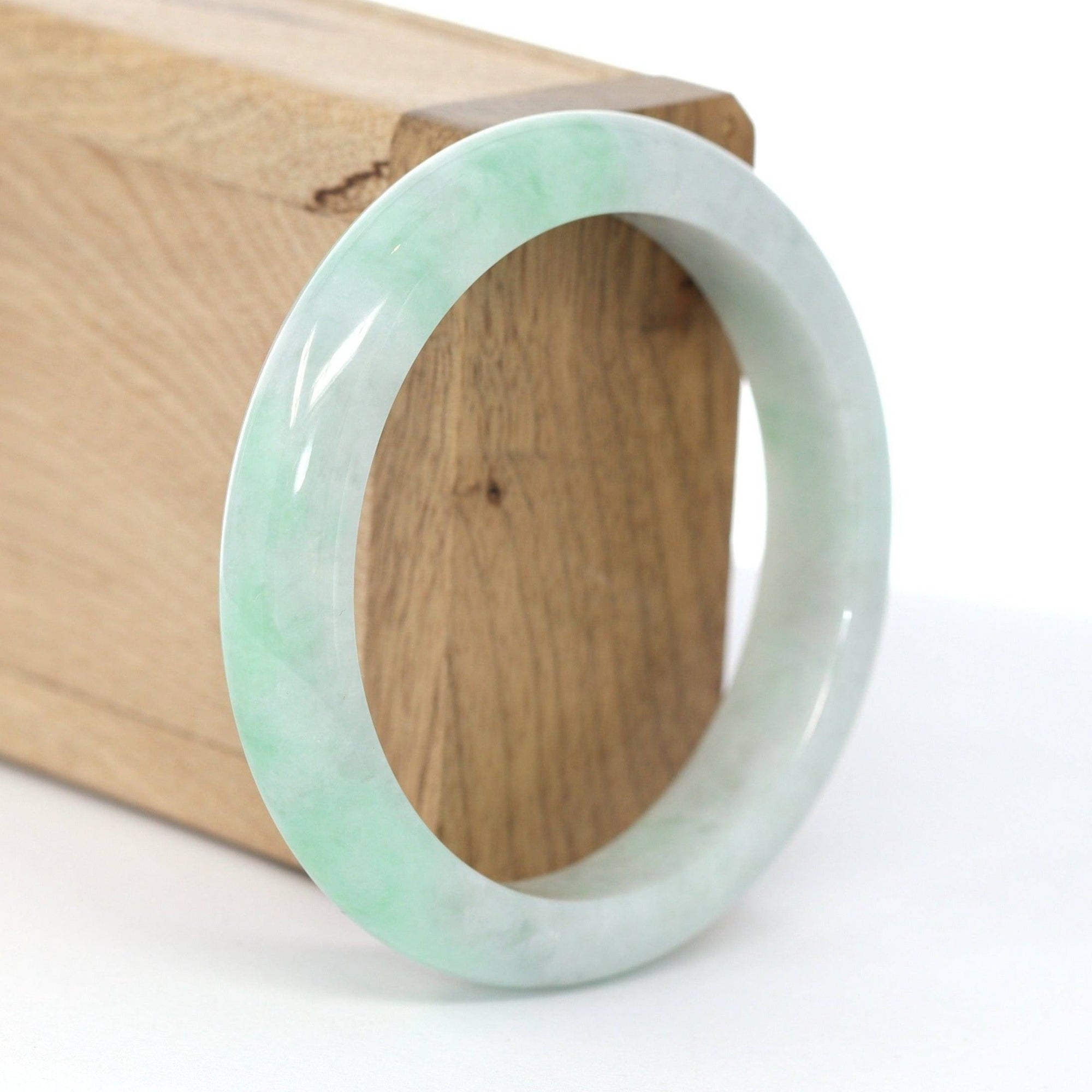 Baikalla Jewelry Jadeite Jade Bangle Bracelet Lavender- Green Natural Genuine Burmese Jadeite Jade Bangle #608