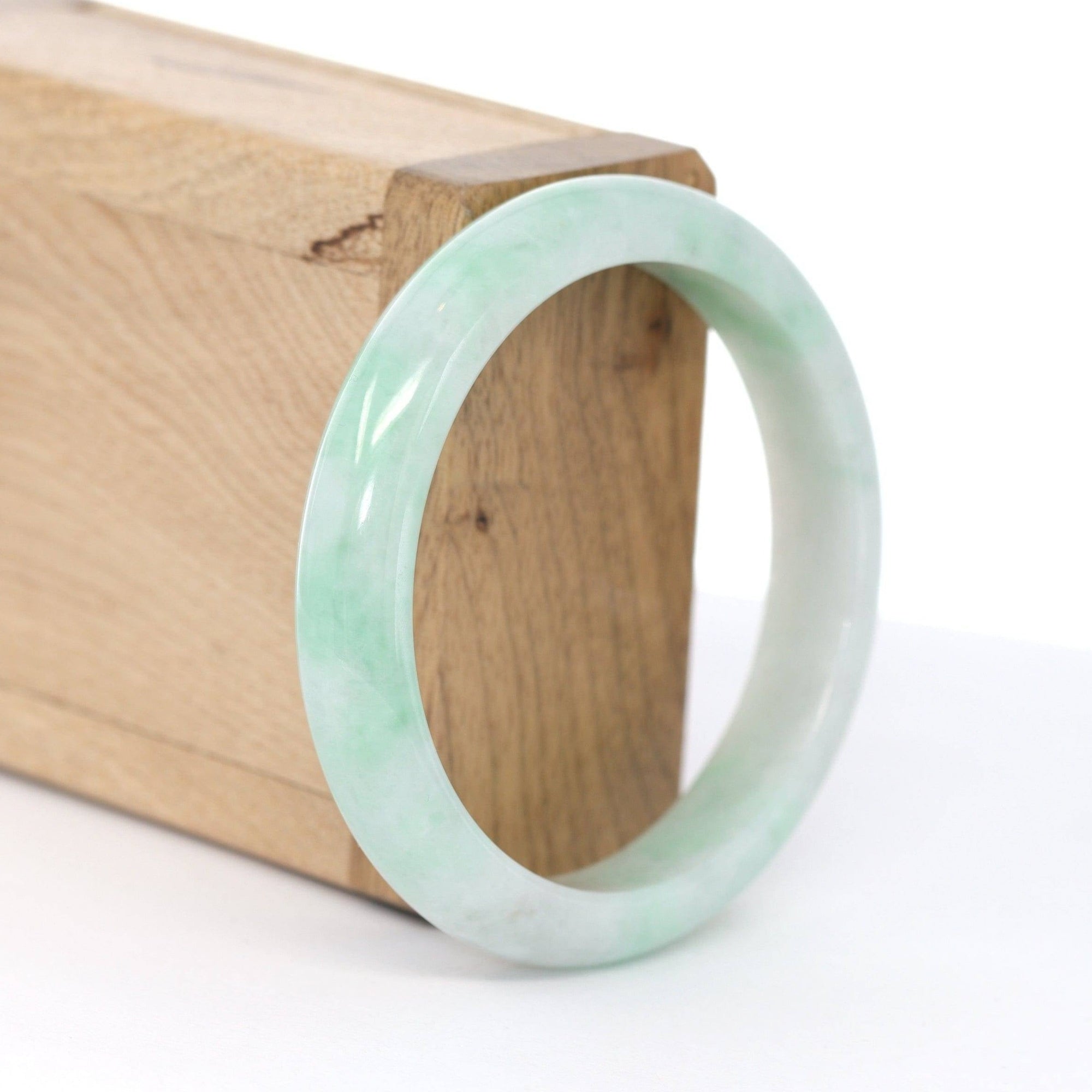 Baikalla Jewelry Jadeite Jade Bangle Bracelet Baikalla &quot;Classic Bangle&quot; Green Lavender Natural Jadeite Jade Bangle ( 55.84 mm ) 