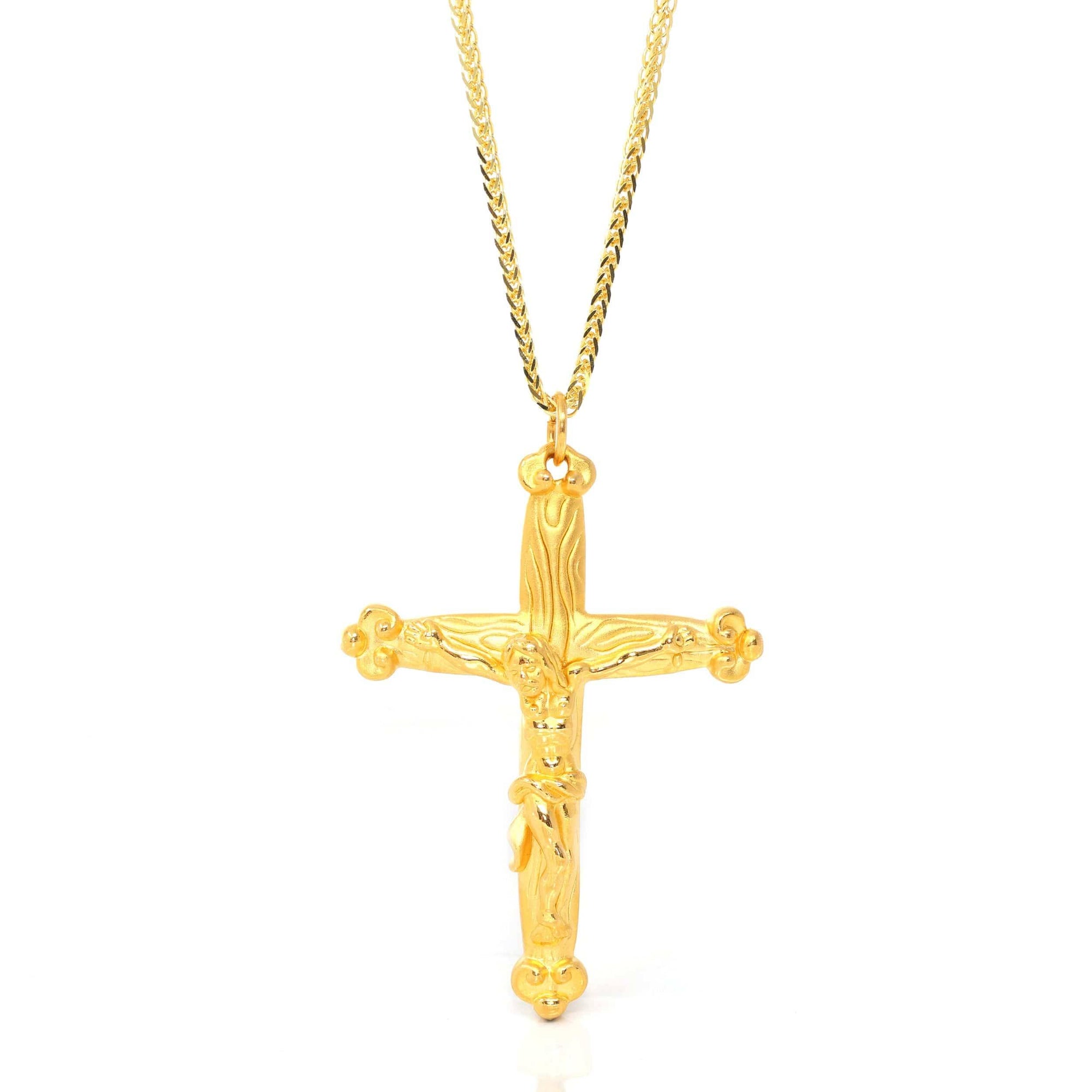 Baikalla Jewelry 24K Pure Yellow Gold Pendant 24k Yellow Gold Crosse Charm Necklace