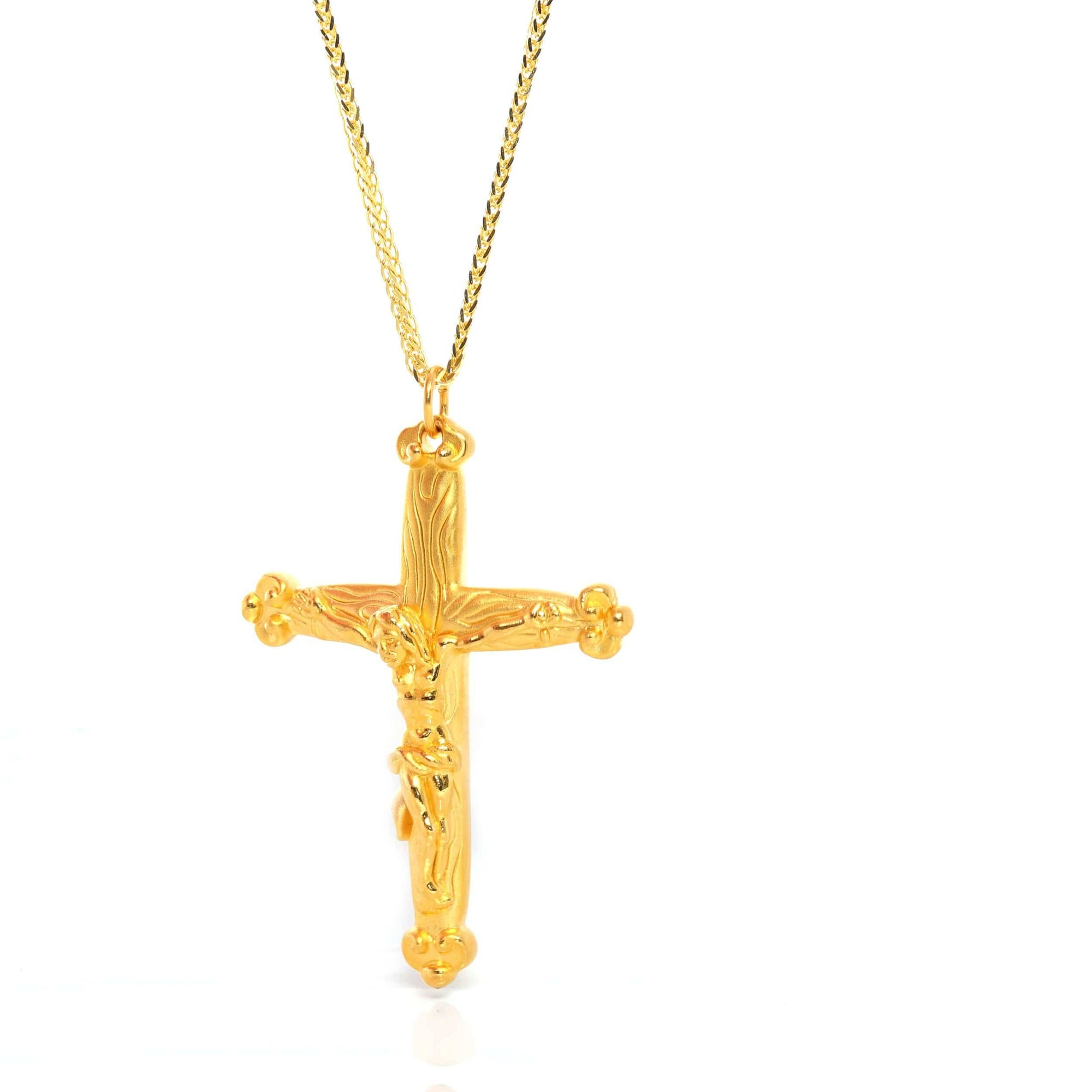 Baikalla Jewelry 24K Pure Yellow Gold Pendant 24k Yellow Gold Crosse Charm Necklace