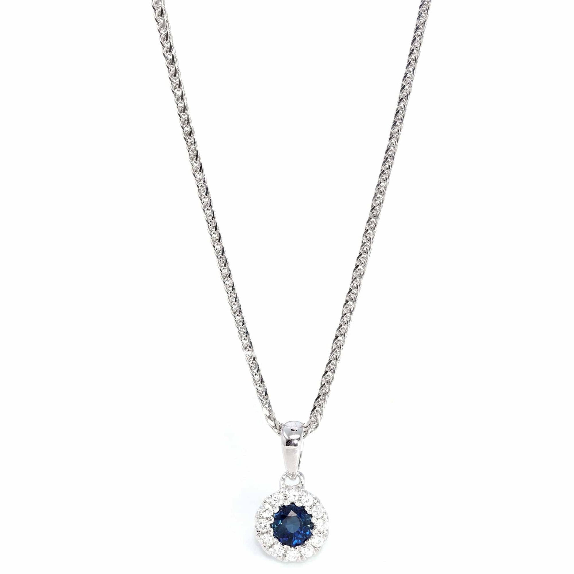 Baikalla Jewelry gemstone jewelry Pendant Only 14k White Gold Natural Blue Sapphire Necklace With Diamond