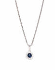 Baikalla Jewelry gemstone jewelry 14k White Gold Natural Blue Sapphire Necklace With Diamond