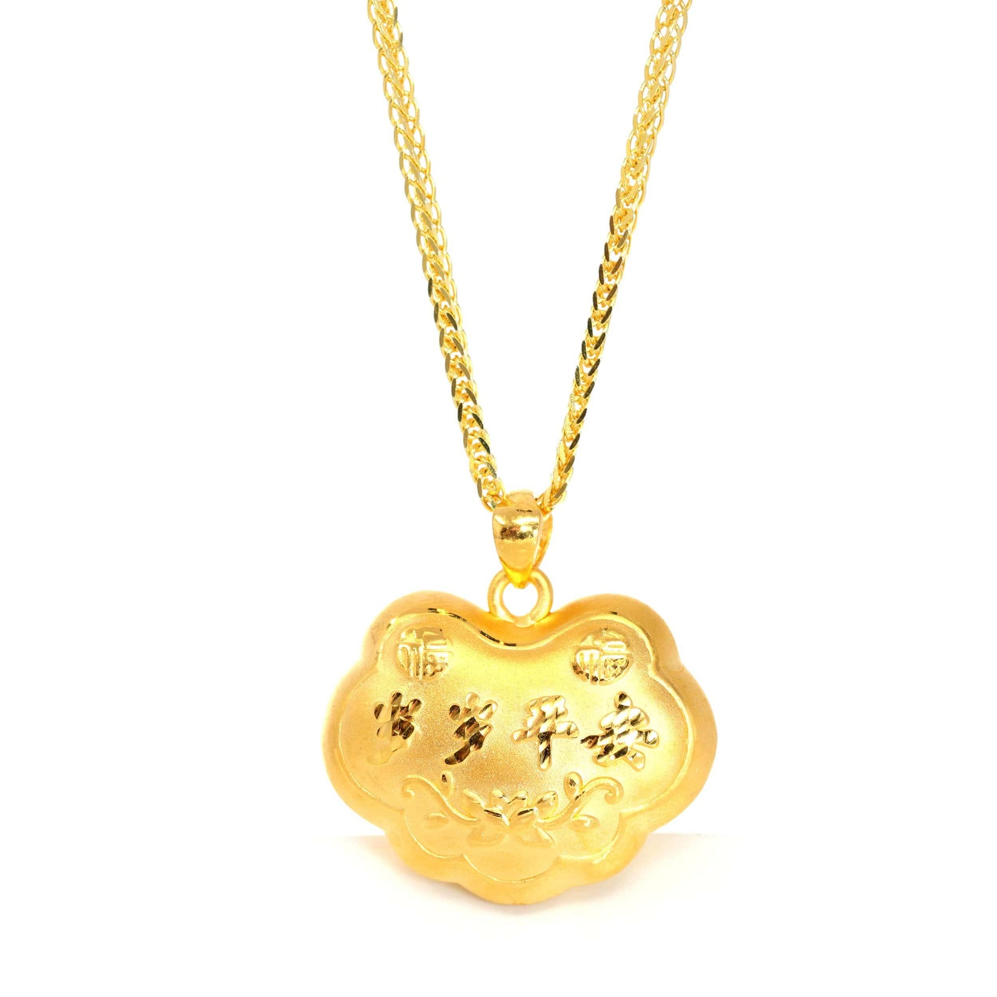 Baikalla Jewelry 24K Pure Yellow Gold Pendant Pendant Only 24k Gold "As You Wish" Ru Yi Charm Necklace