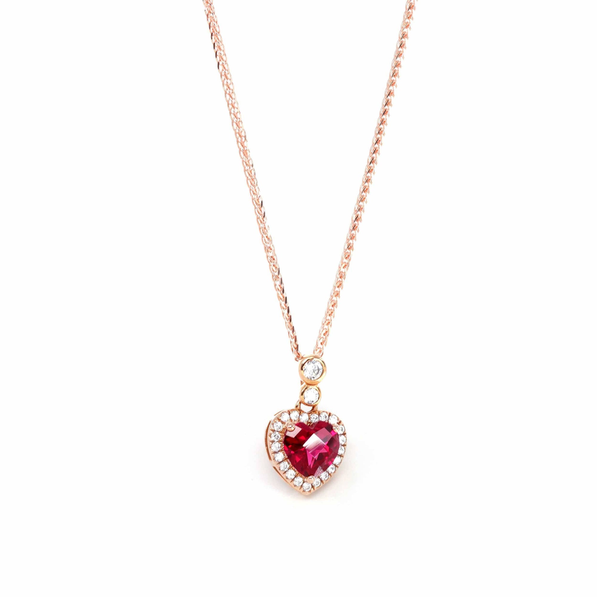 Baikalla Jewelry gemstone jewelry 18k Rose Gold  Lab. Created Ruby & CZ Pendant Necklace