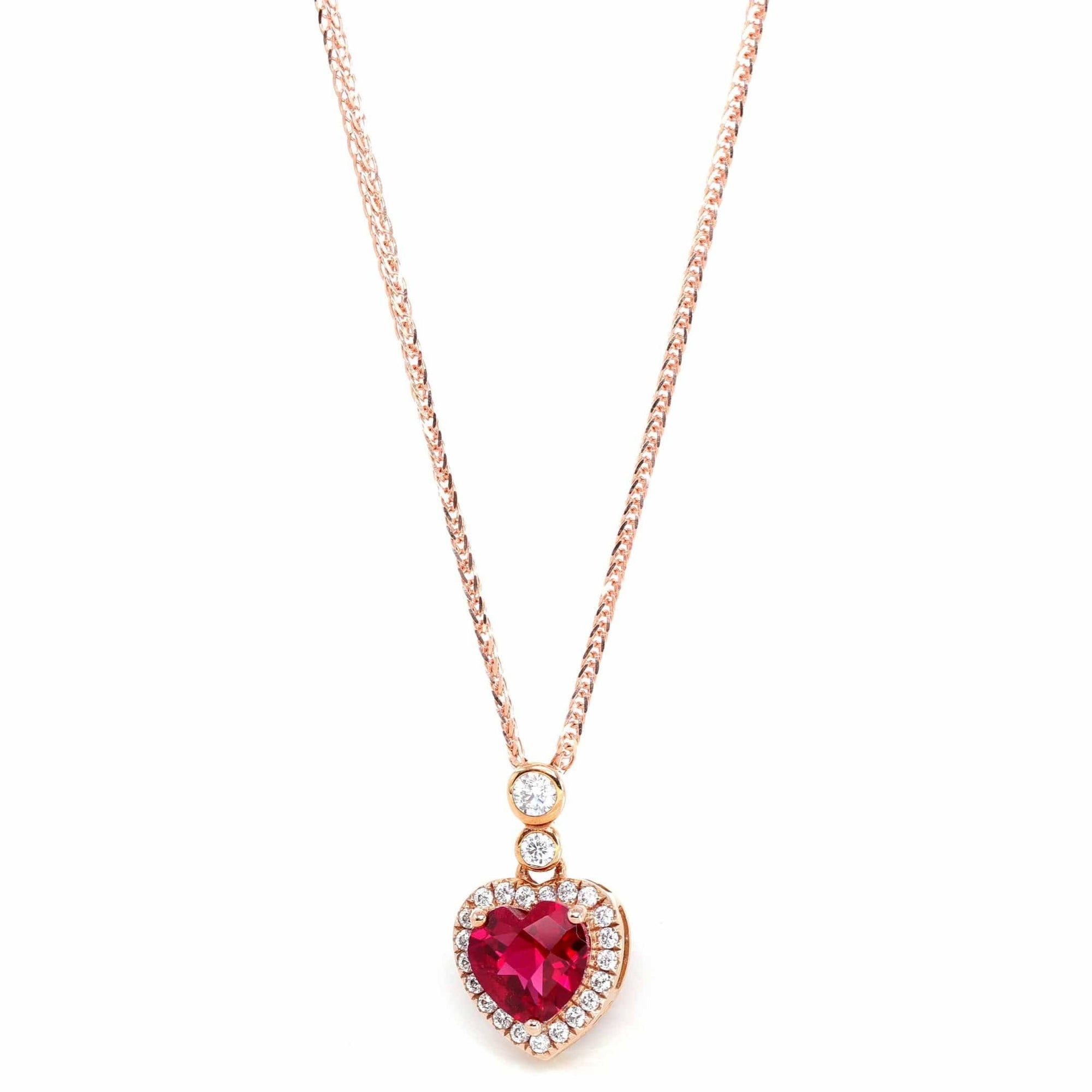 Baikalla Jewelry gemstone jewelry 18k Rose Gold  Lab. Created Ruby & CZ Pendant Necklace