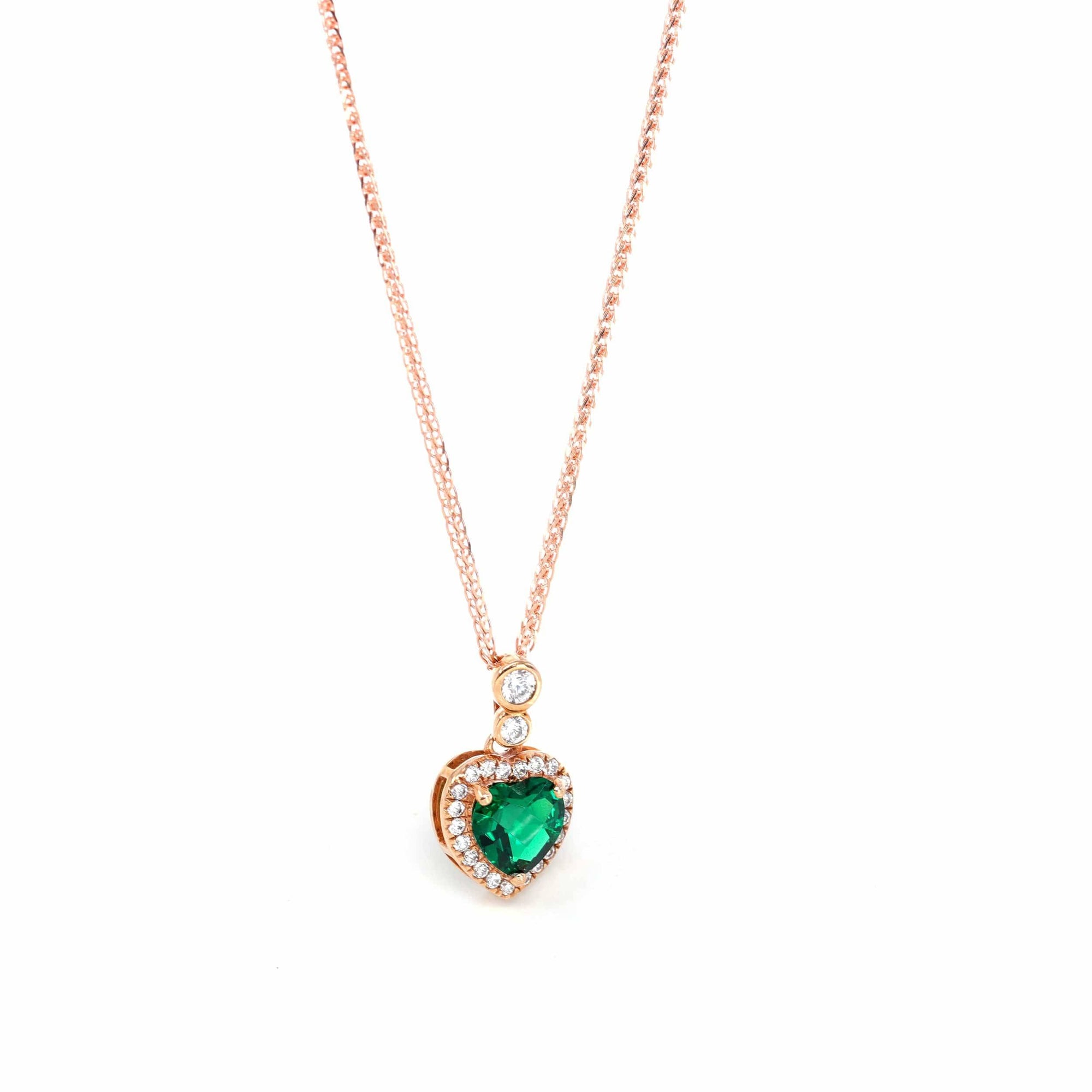 Baikalla Jewelry Emerald Pendant Necklace 18k Rose Gold  Lab. Created Emerald &amp; CZ Pendant Necklace