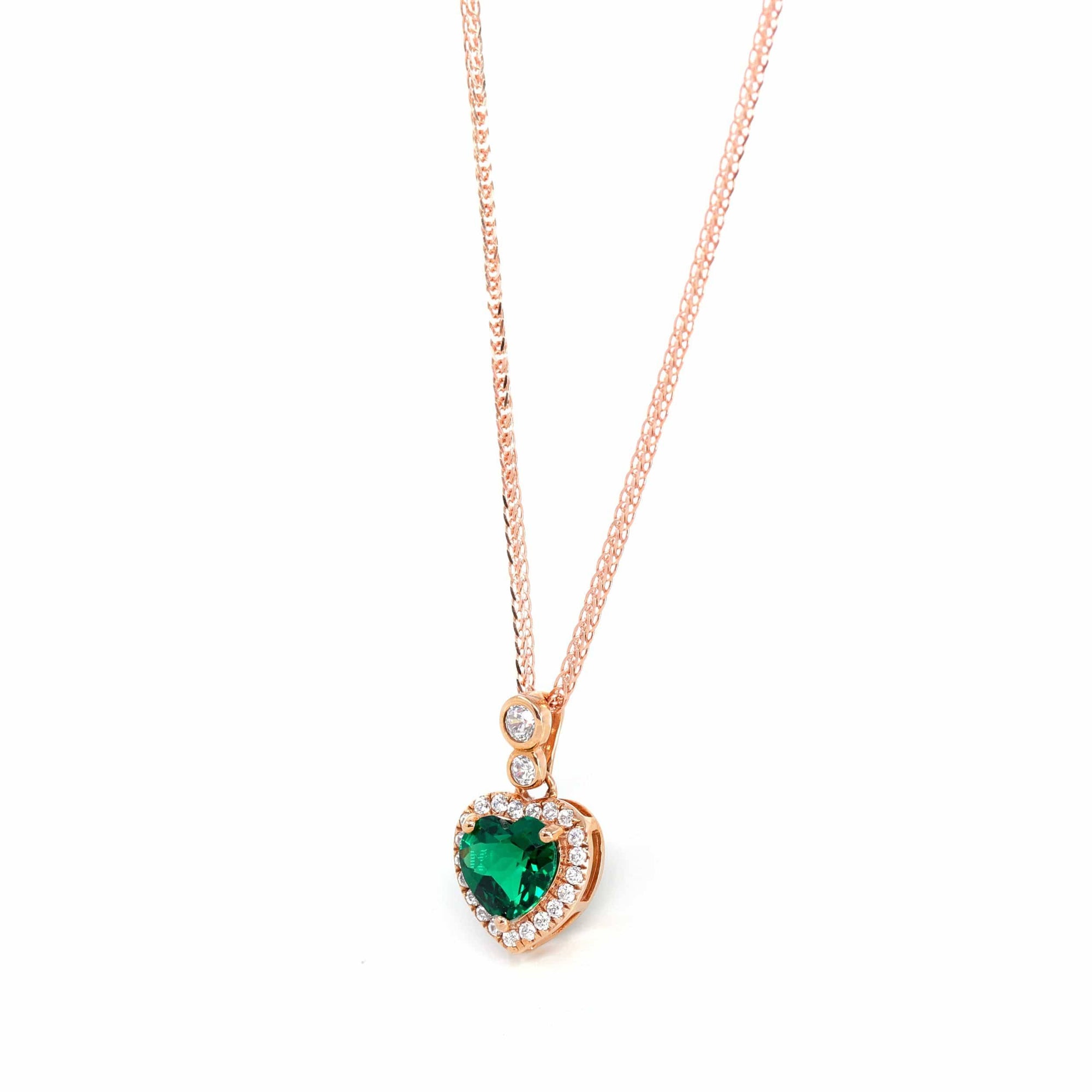 Baikalla Jewelry Emerald Pendant Necklace 18k Rose Gold  Lab. Created Emerald &amp; CZ Pendant Necklace