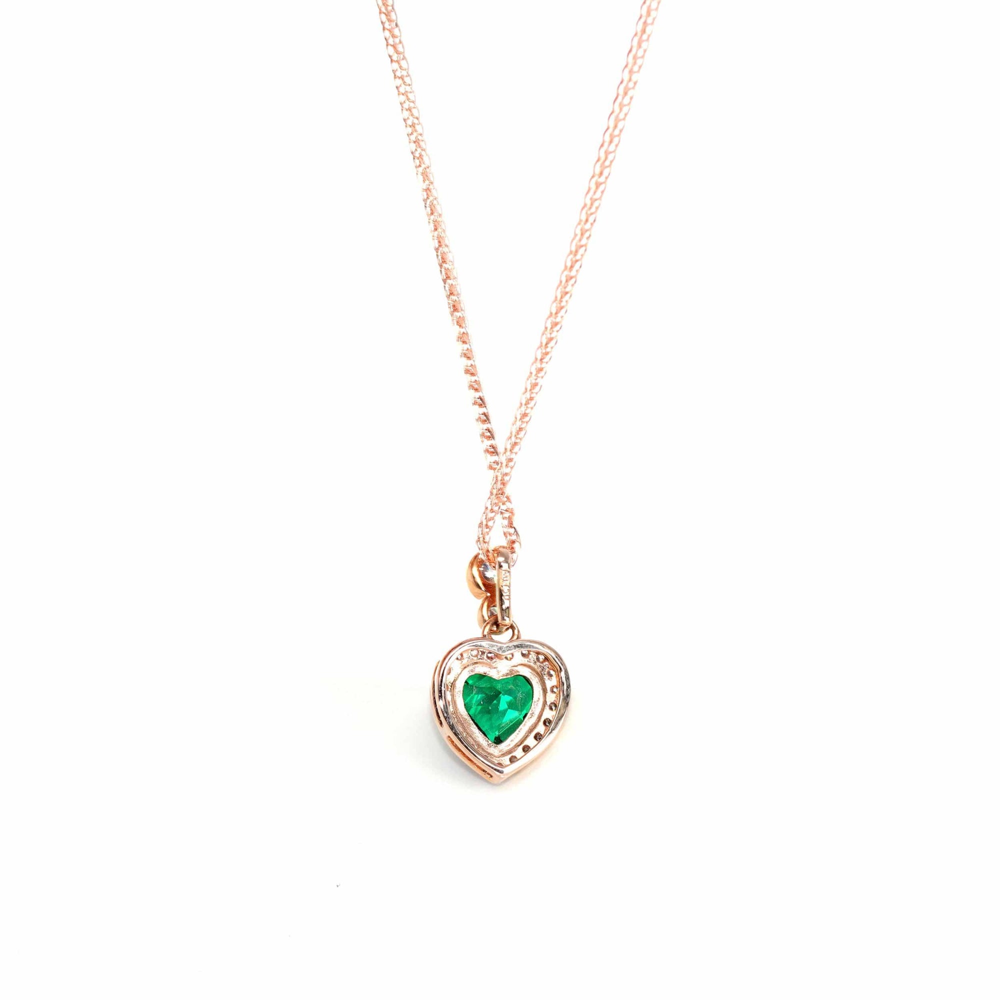 Baikalla Jewelry Emerald Pendant Necklace 18k Rose Gold  Lab. Created Emerald & CZ Pendant Necklace