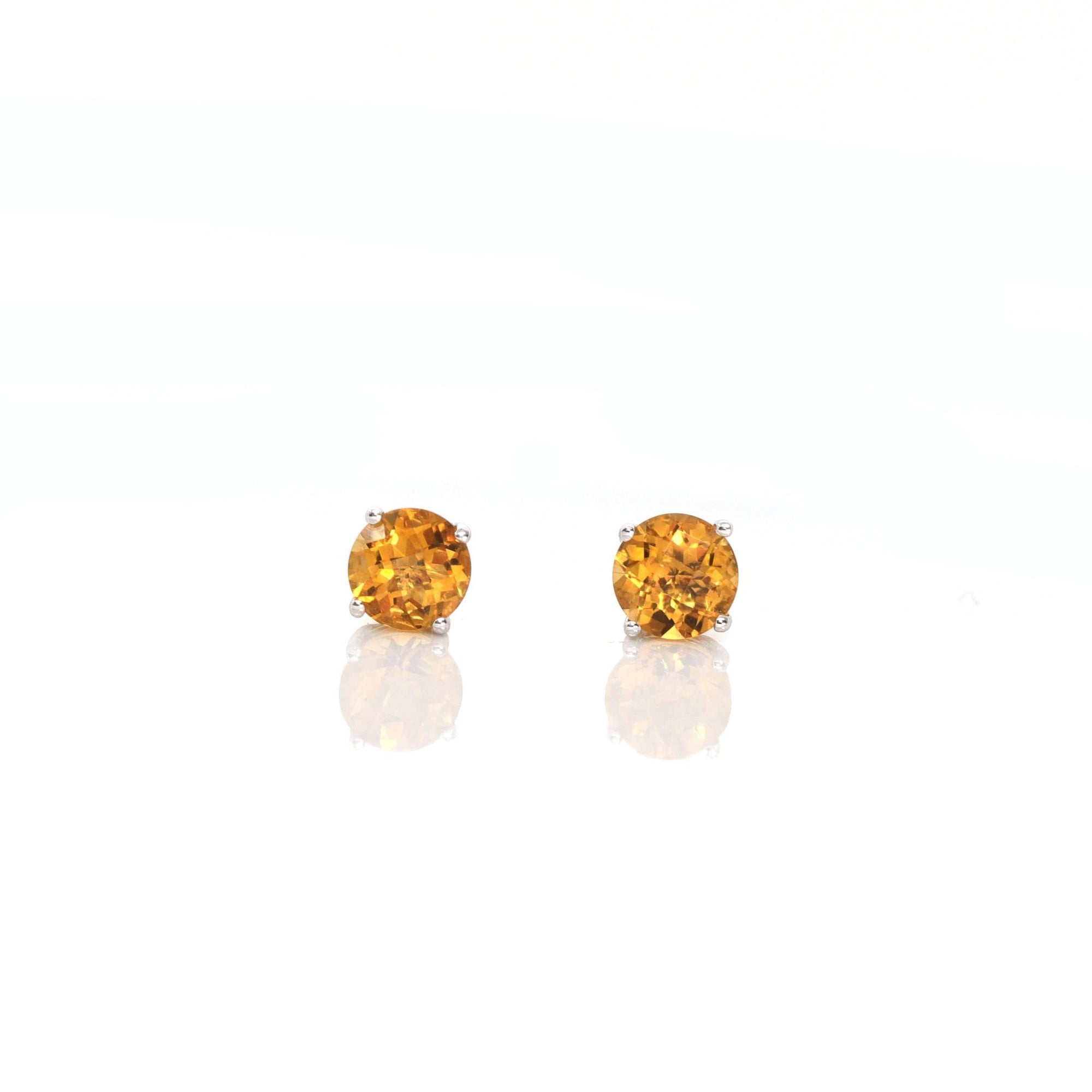 Baikalla Jewelry Gold Gemstone Earrings Baikalla 14k Classic White Gold Natural 4mm Citrine Stud Earrings