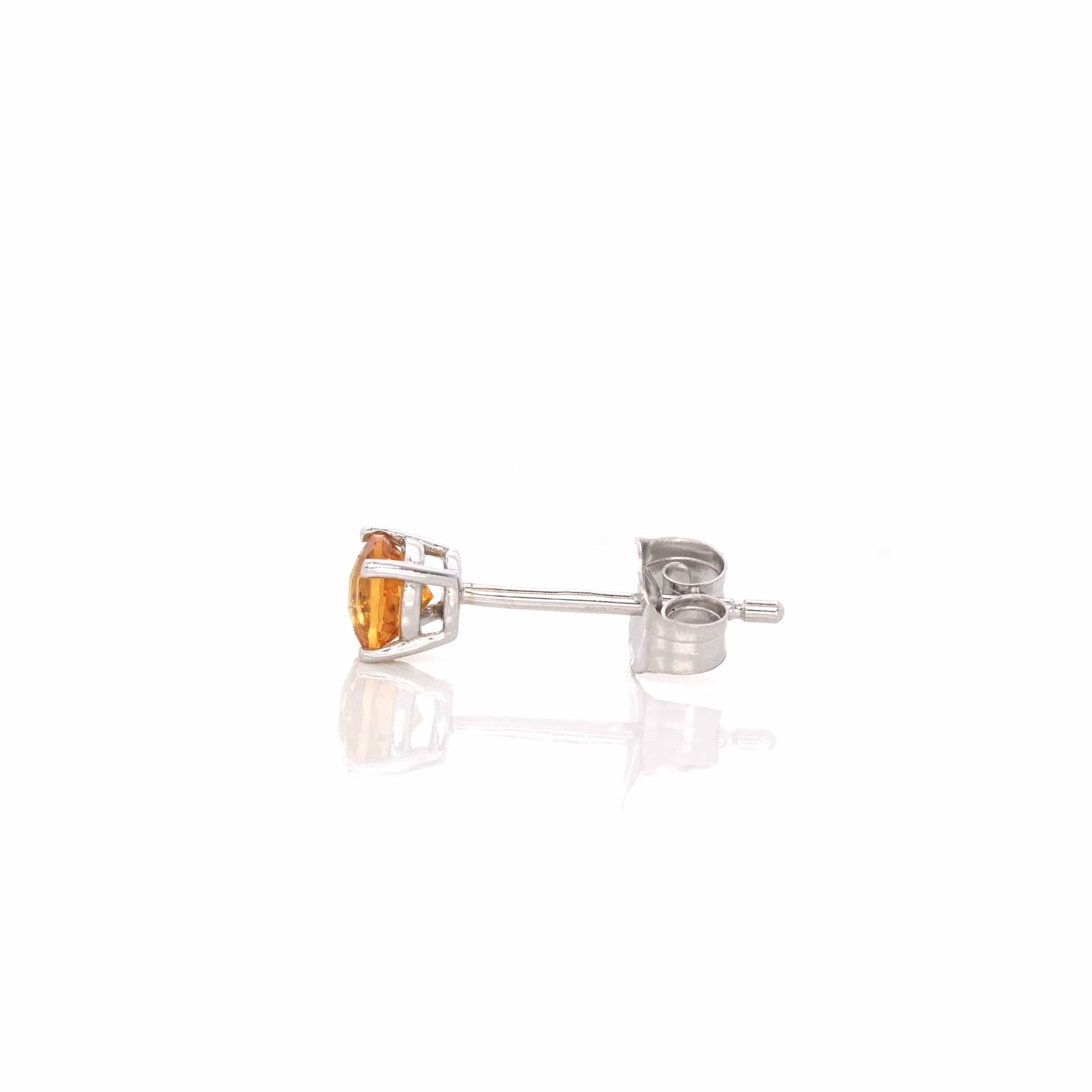 Baikalla Jewelry Gold Gemstone Earrings Baikalla 14k Classic White Gold Natural 4mm Citrine Stud Earrings