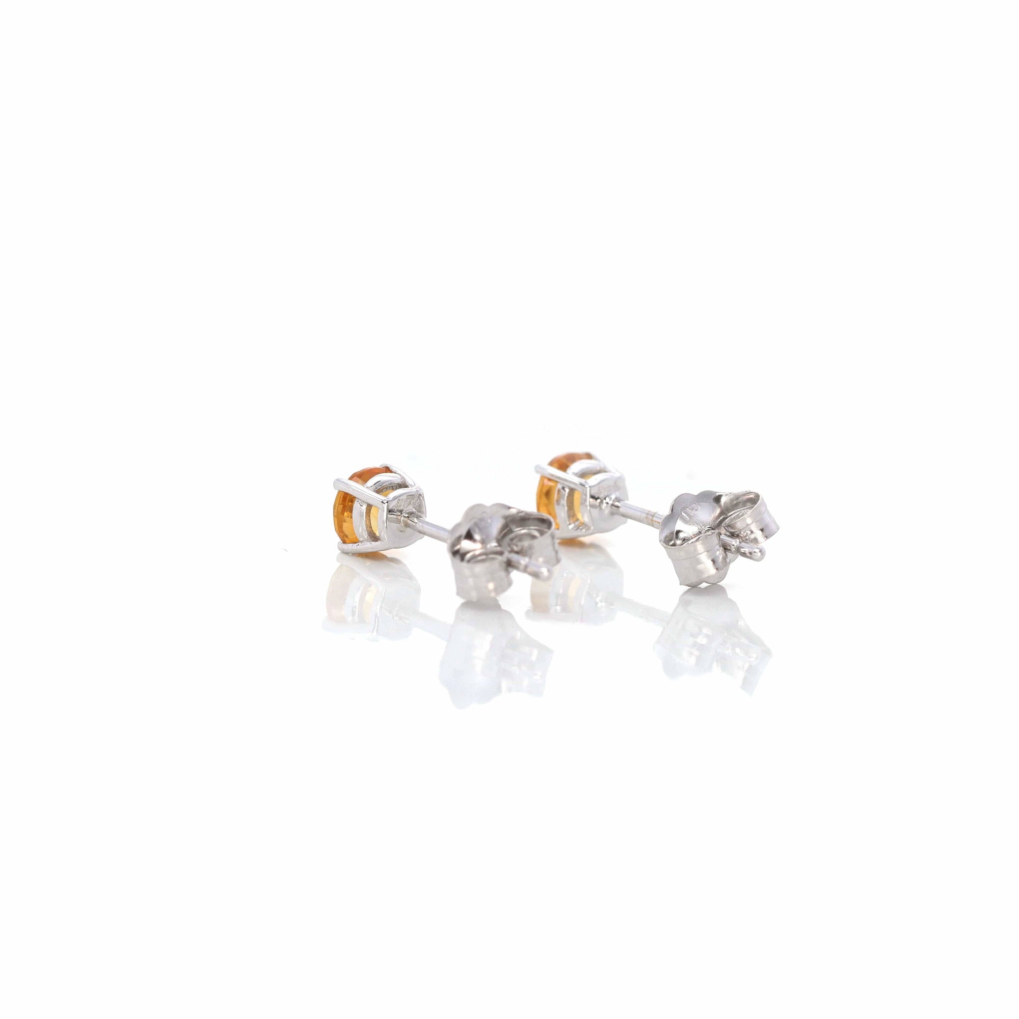 Baikalla Jewelry Gold Gemstone Earrings Baikalla 14k Classic White Gold Natural 4mm Citrine Stud Earrings