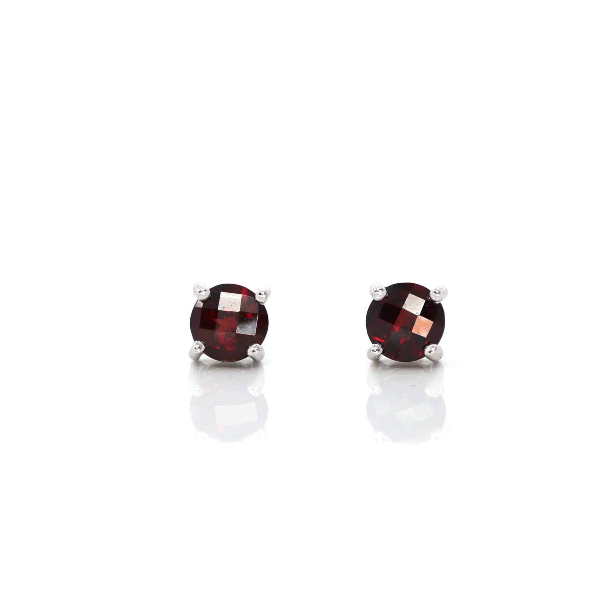 Baikalla Jewelry Gold Gemstone Earrings Baikalla 14k Classic White Gold Natural 1cttw Garnet Stud Earrings