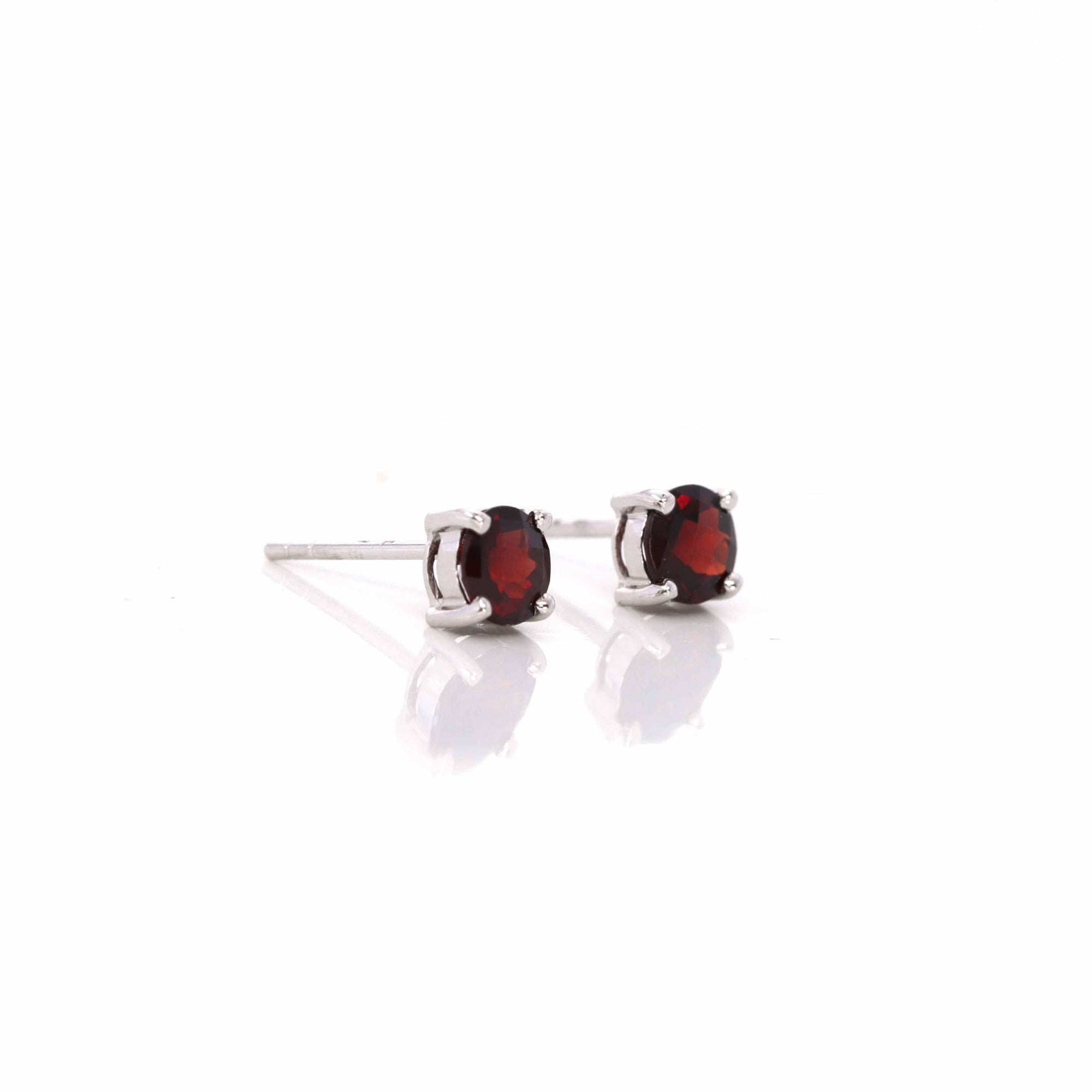 Baikalla Jewelry Gold Gemstone Earrings Baikalla 14k Classic White Gold Natural 1cttw Garnet Stud Earrings