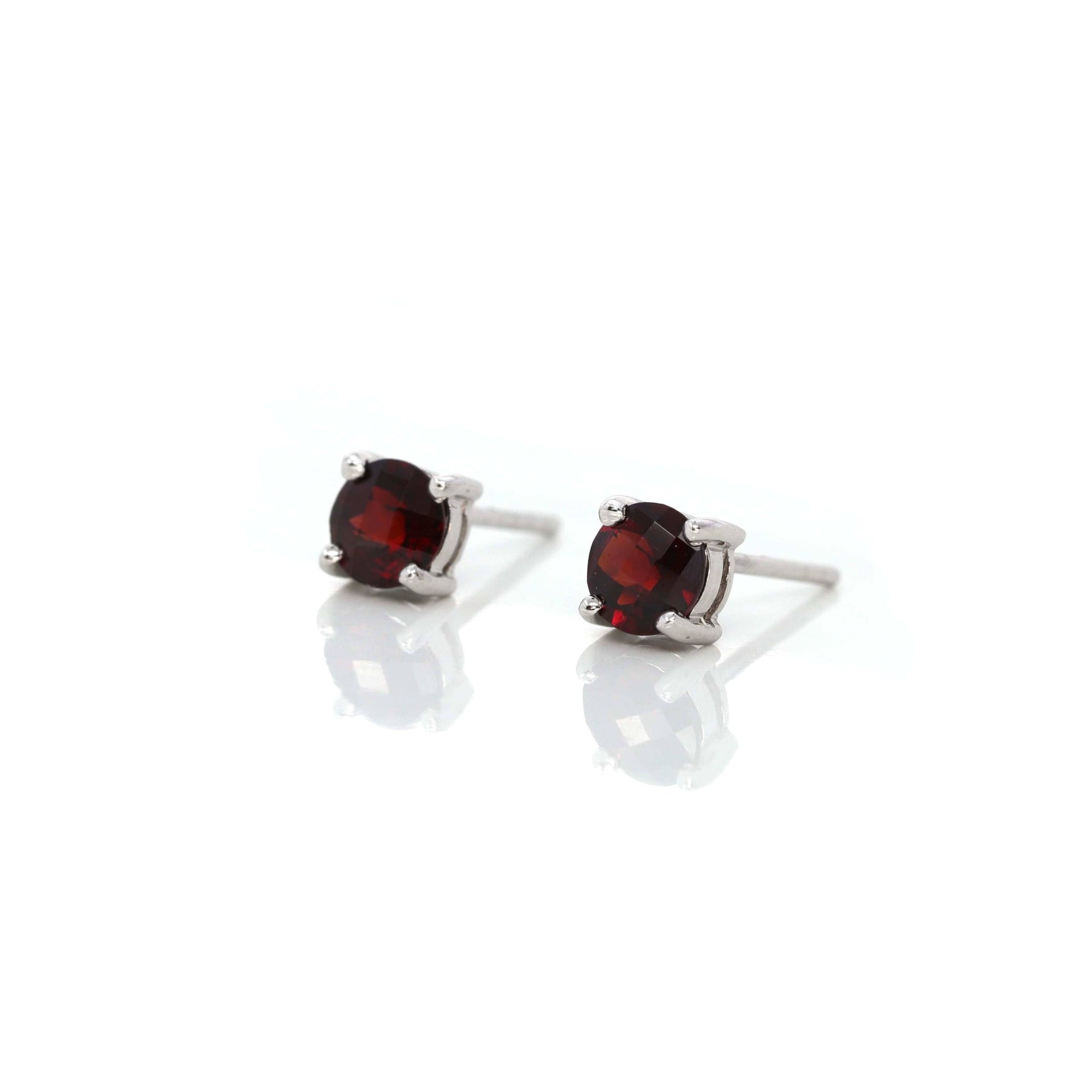 Baikalla Jewelry Gold Gemstone Earrings Baikalla 14k Classic White Gold Natural 1cttw Garnet Stud Earrings