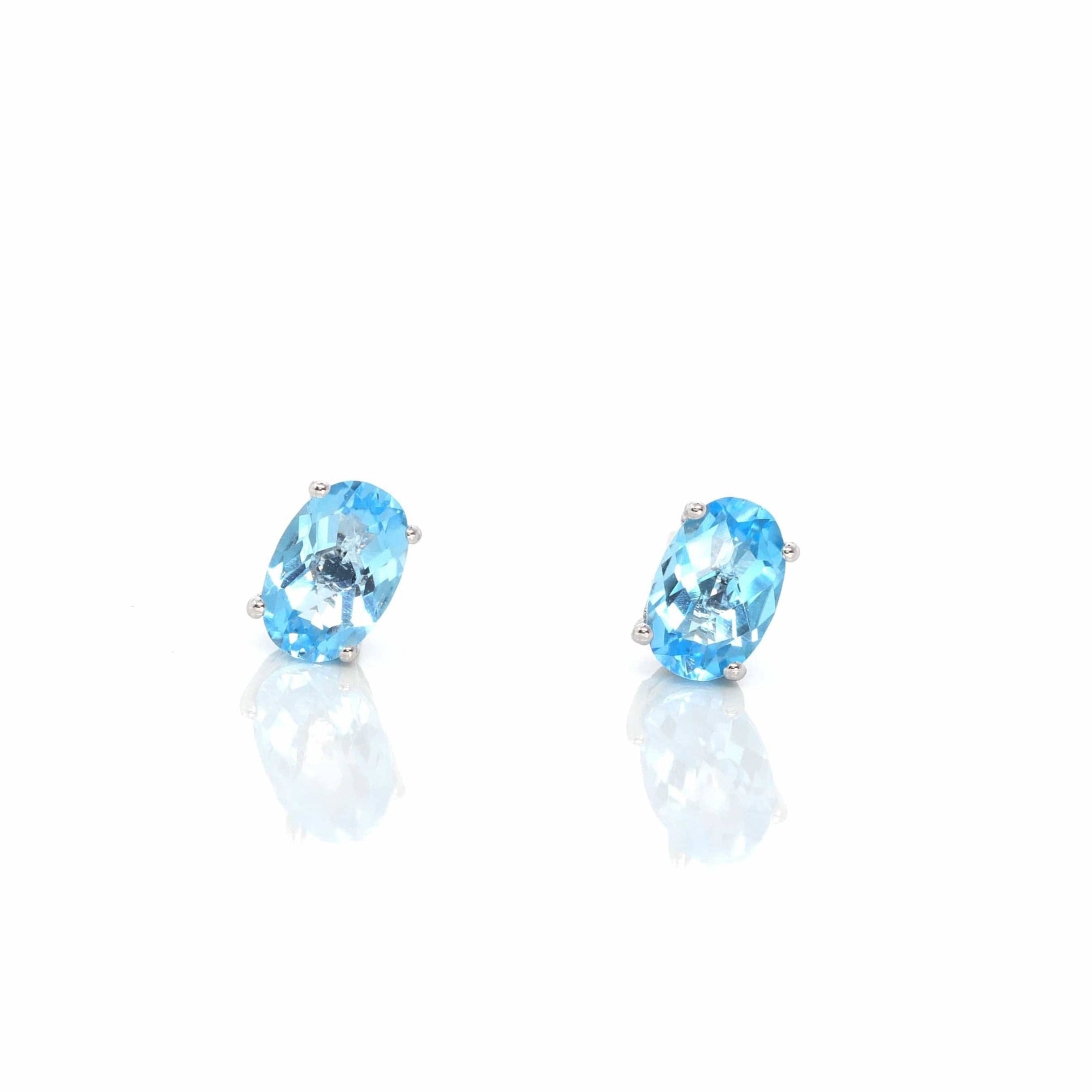 Baikalla Jewelry Gold Gemstone Earrings Baikalla 14k Classic White Gold 1 CTTW Natural Blue Topaz Earrings