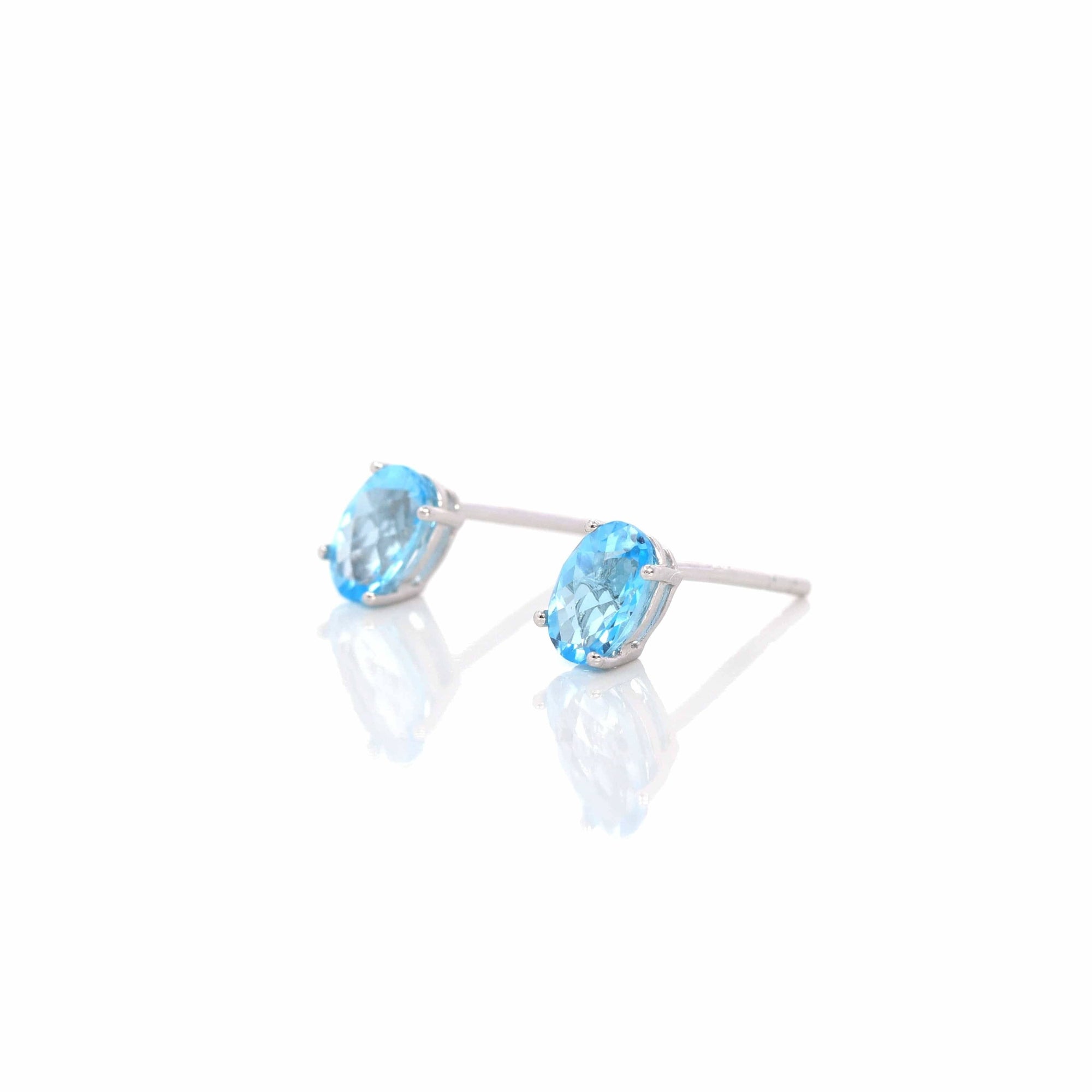 Baikalla Jewelry Gold Gemstone Earrings Baikalla 14k Classic White Gold 1 CTTW Natural Blue Topaz Earrings