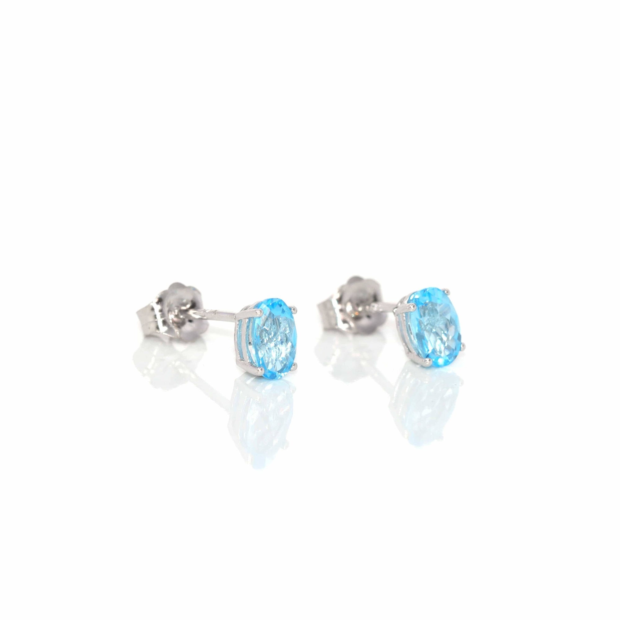 Baikalla Jewelry Gold Gemstone Earrings Baikalla 14k Classic White Gold 1 CTTW Natural Blue Topaz Earrings